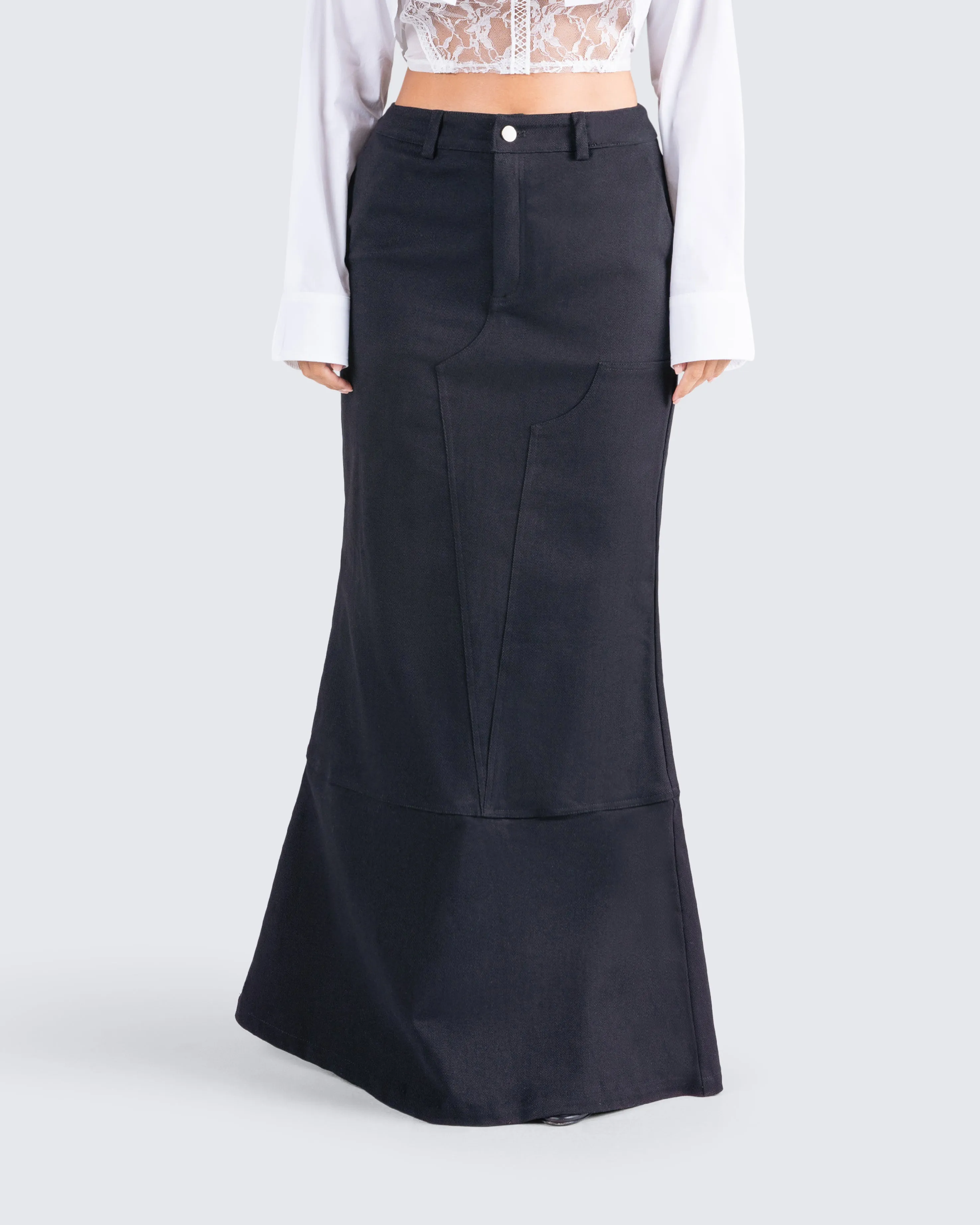 Martha Black Twill Maxi Skirt sold by Finesse product image thumbnail 4