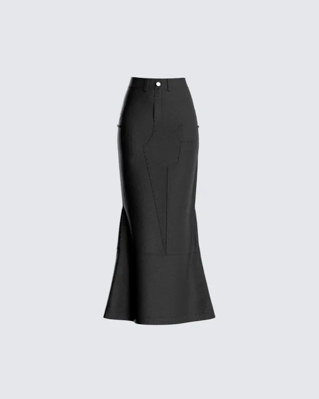 Martha Black Twill Maxi Skirt sold by Finesse