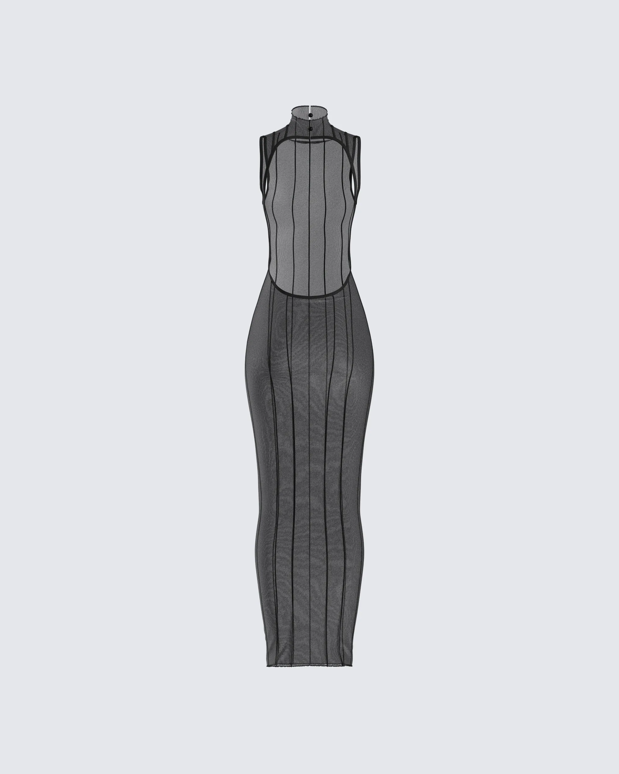 Zeal Black Mesh Bodycon Maxi Dress sold by Finesse product image thumbnail 3