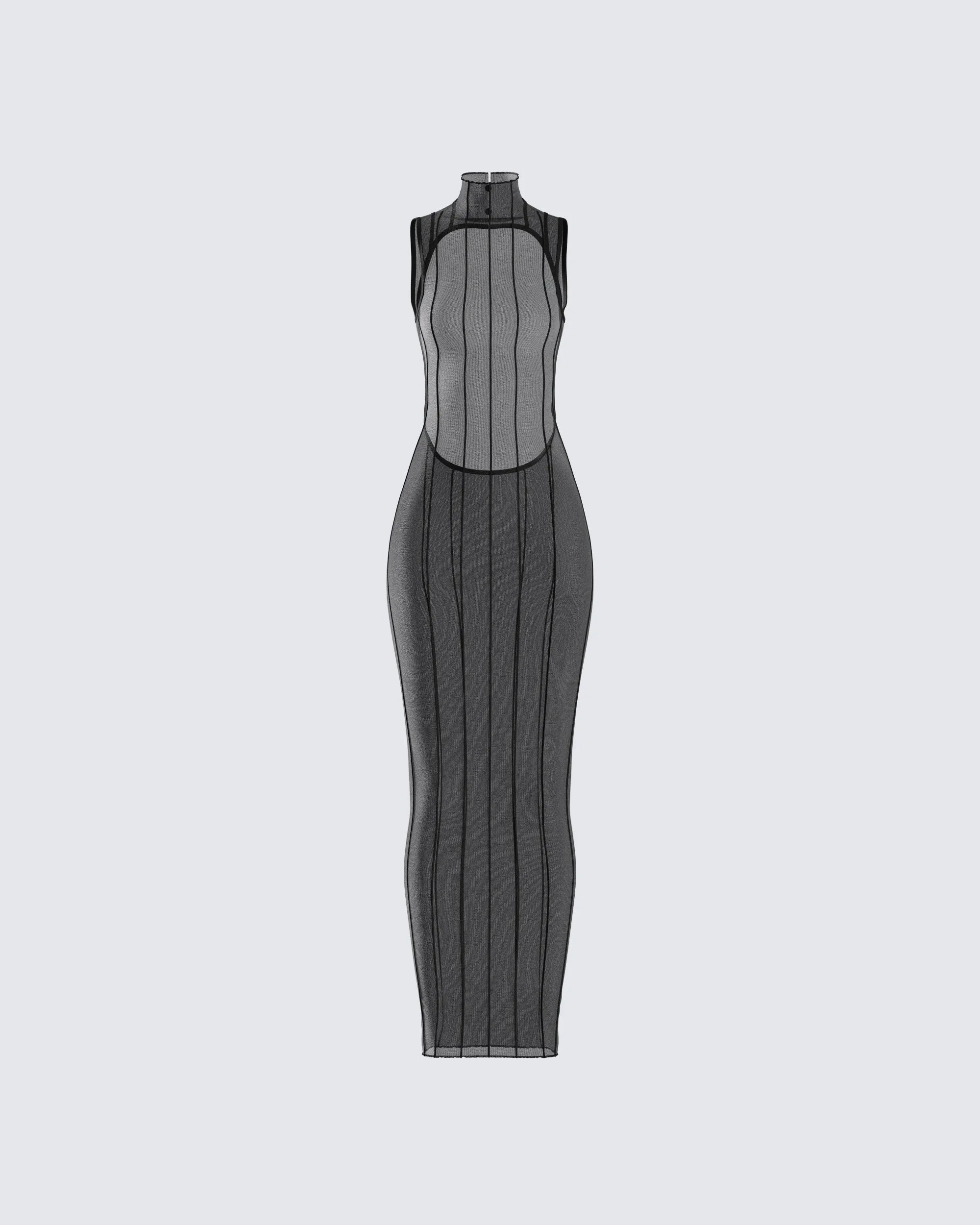 Zeal Black Mesh Bodycon Maxi Dress sold by Finesse