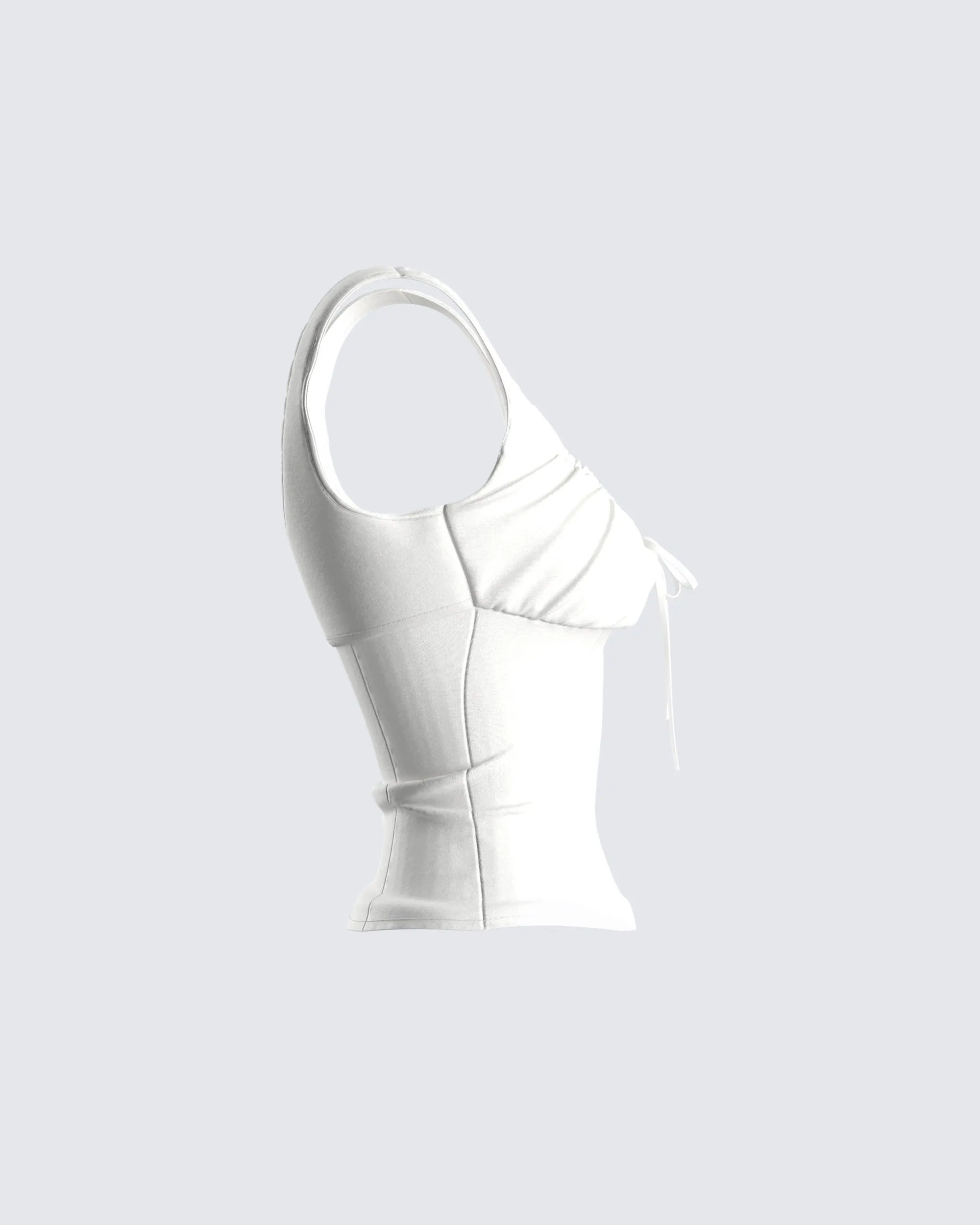 Soni White Poplin Ruched Tie Top sold by Finesse product image thumbnail 2