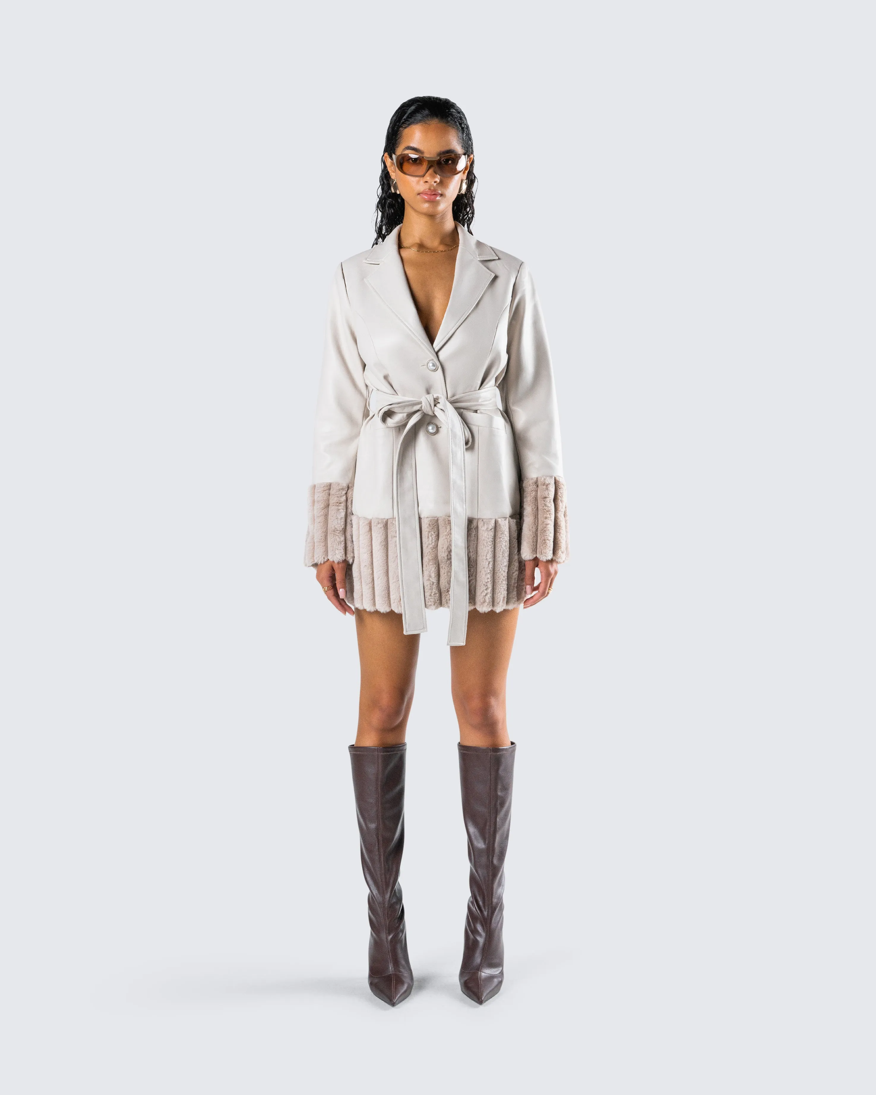 Amadee Ivory Vegan Leather Coat sold by Finesse product image thumbnail 4