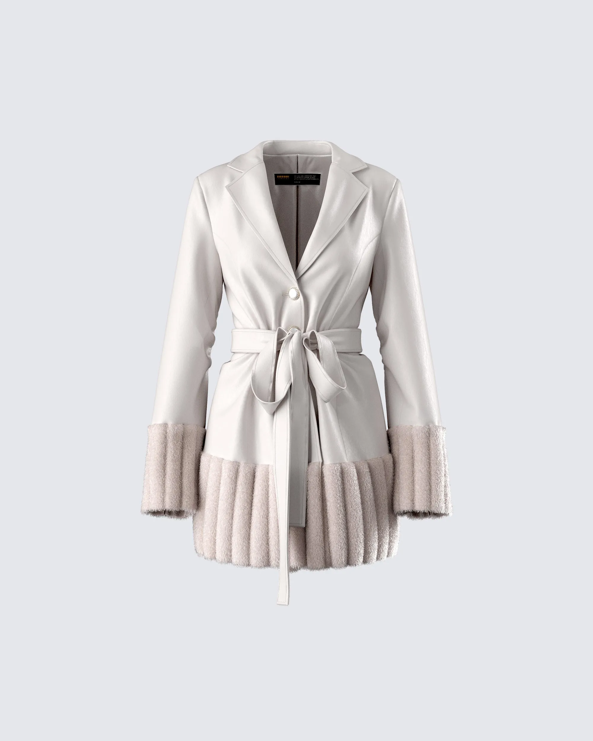 Amadee Ivory Vegan Leather Coat sold by Finesse
