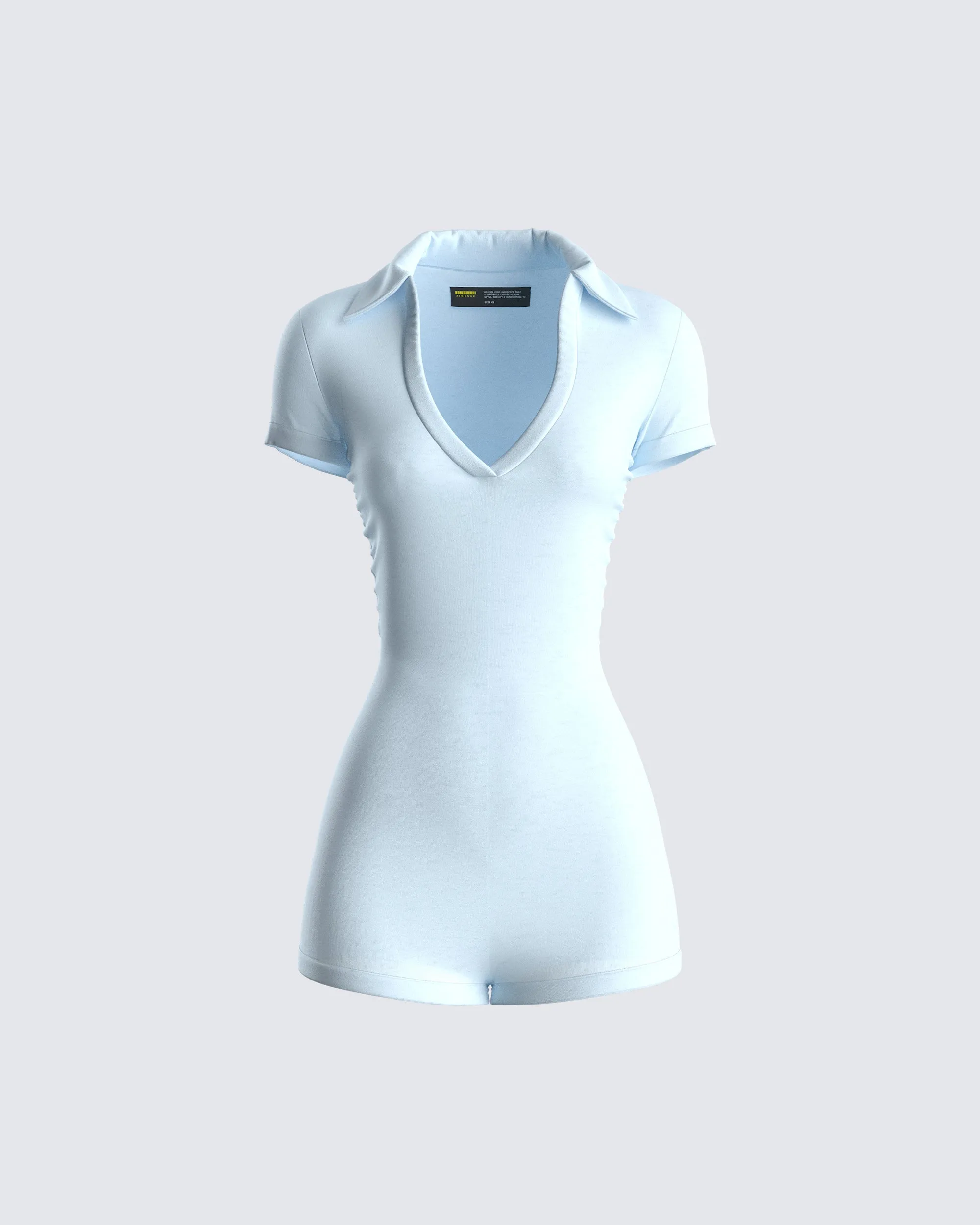 Jeane Marie Blue Mini Rib Romper sold by Finesse