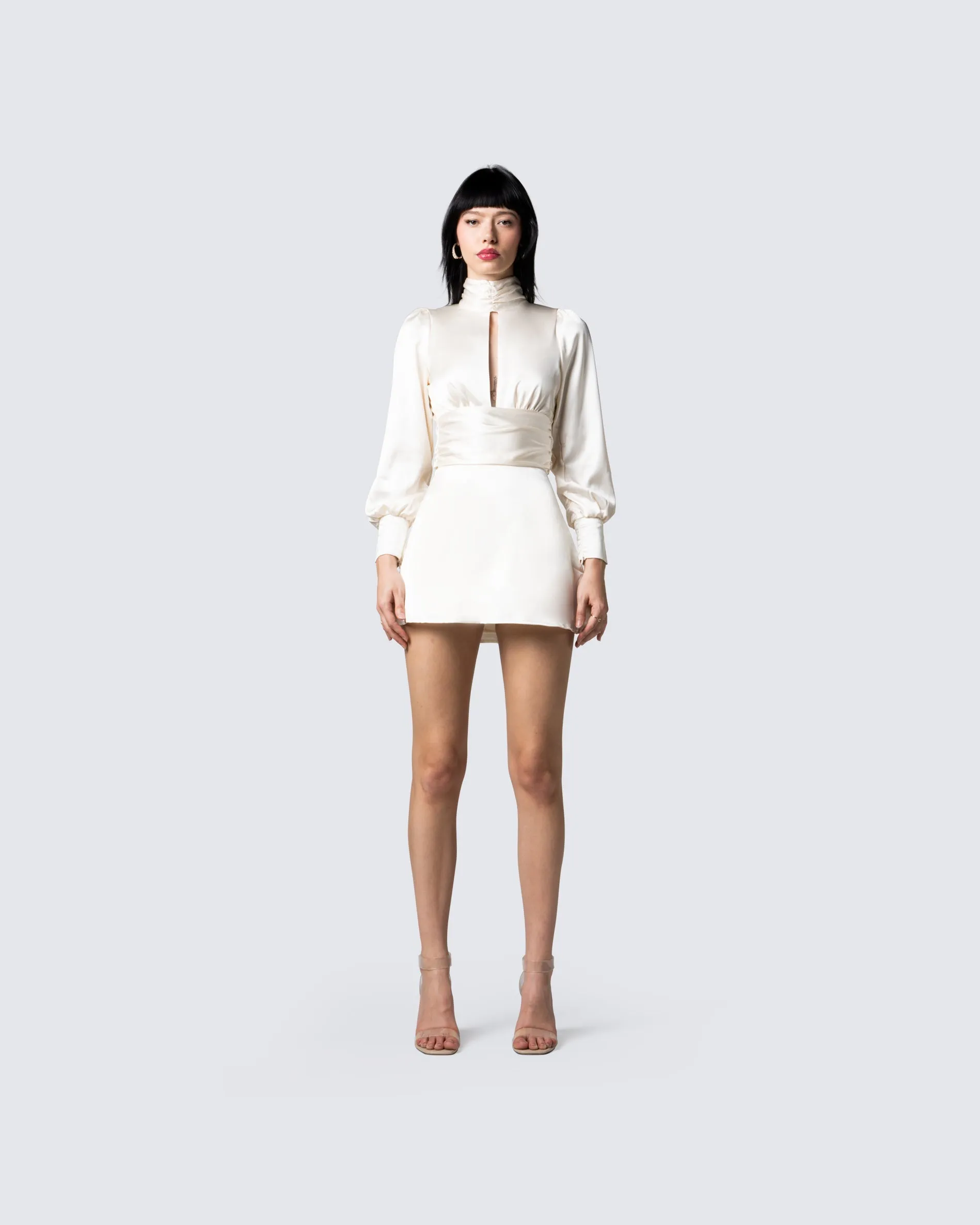 Shiloh Ivory Satin Mini Dress sold by Finesse product image thumbnail 4