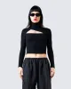 Laurie Black Asymmetrical Rib Top sold by Finesse