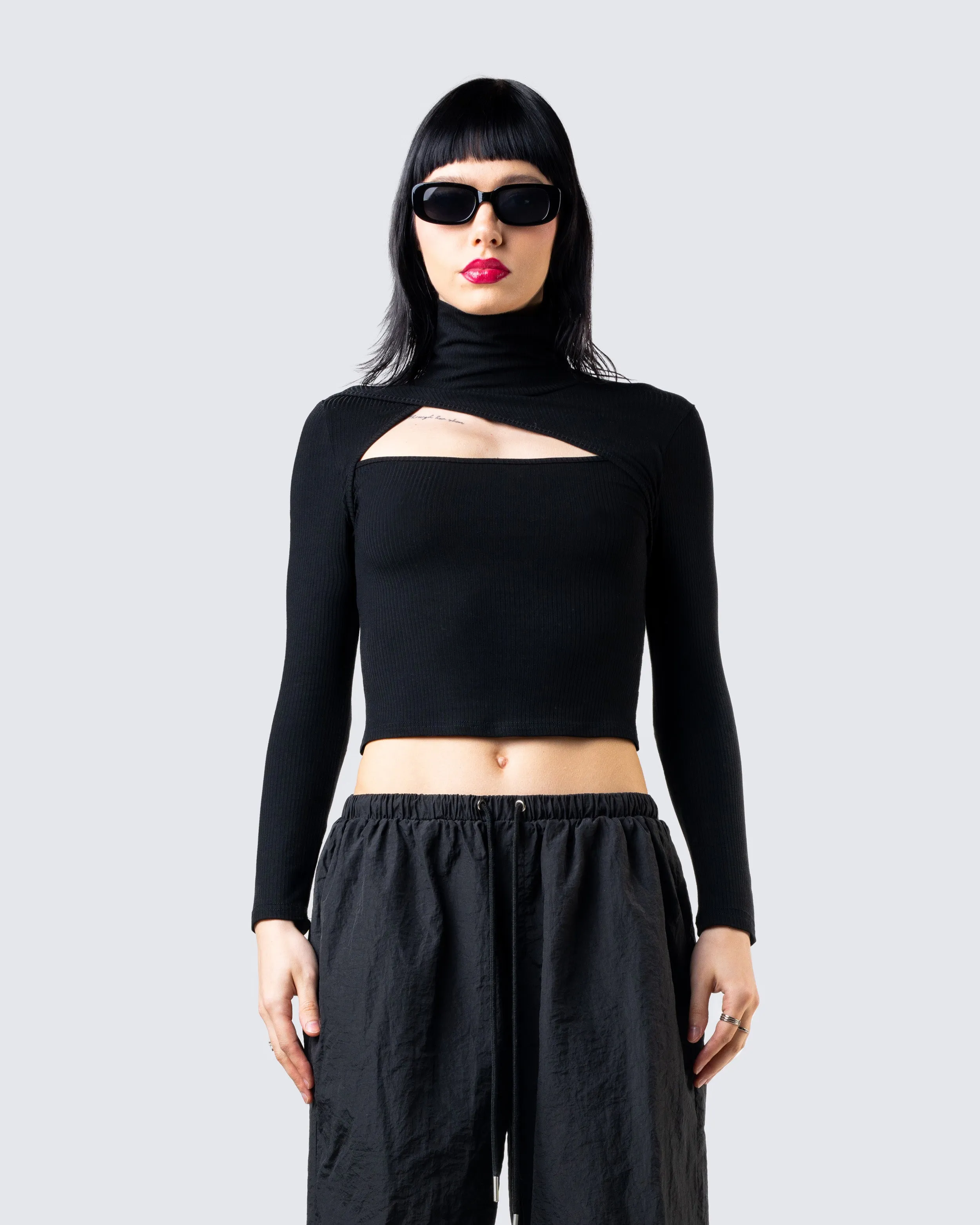 Laurie Black Asymmetrical Rib Top sold by Finesse product image thumbnail 4