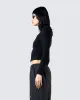 Laurie Black Asymmetrical Rib Top sold by Finesse