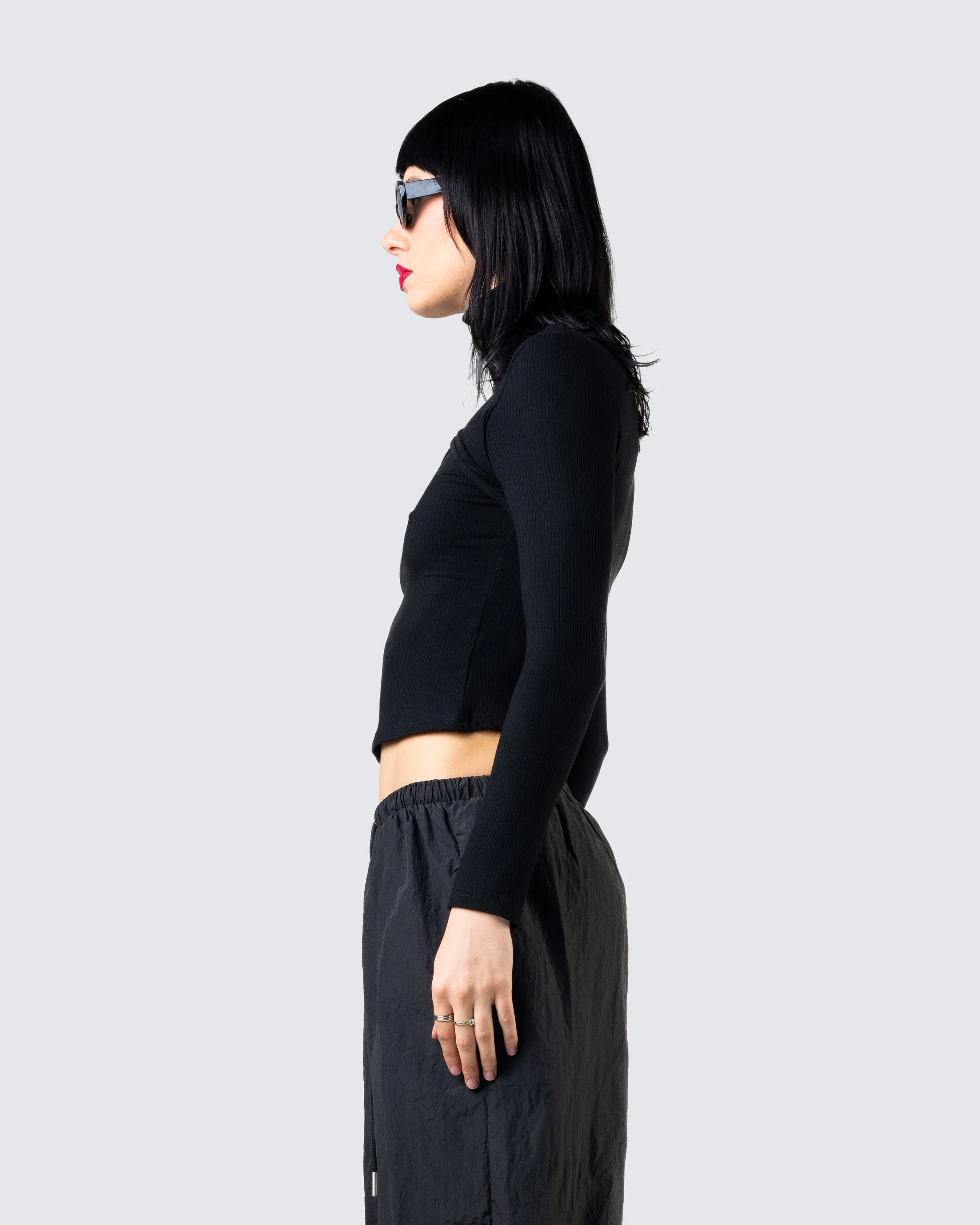 Laurie Black Asymmetrical Rib Top sold by Finesse product image thumbnail 5