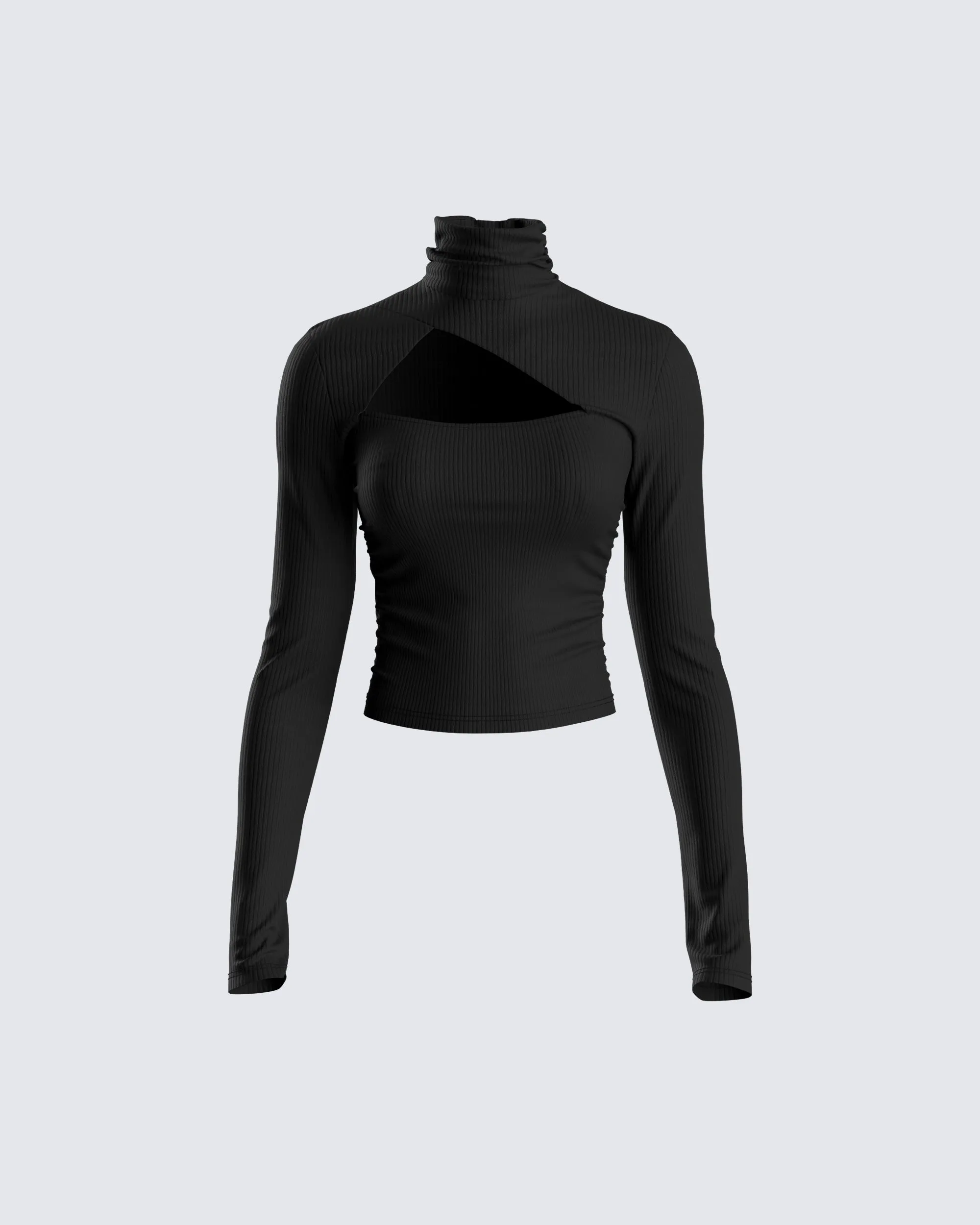 Laurie Black Asymmetrical Rib Top sold by Finesse