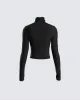 Laurie Black Asymmetrical Rib Top sold by Finesse