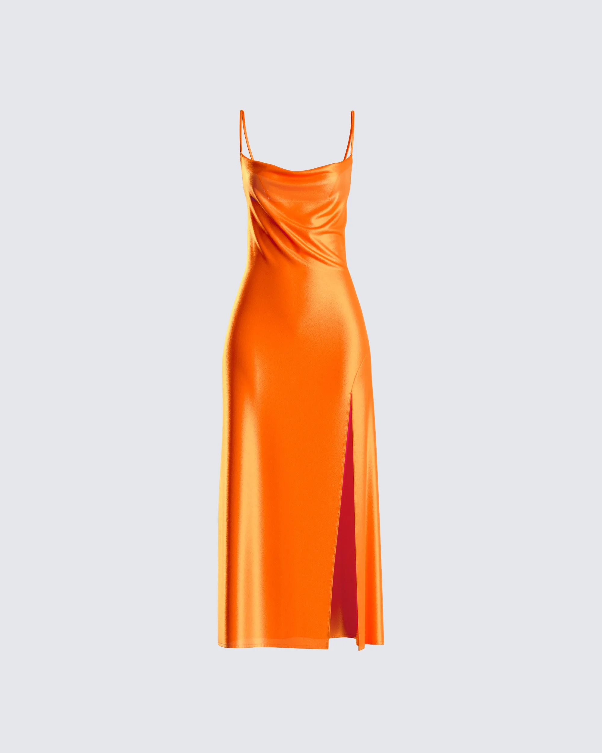 Alina Orange Satin Midi Dress sold by Finesse