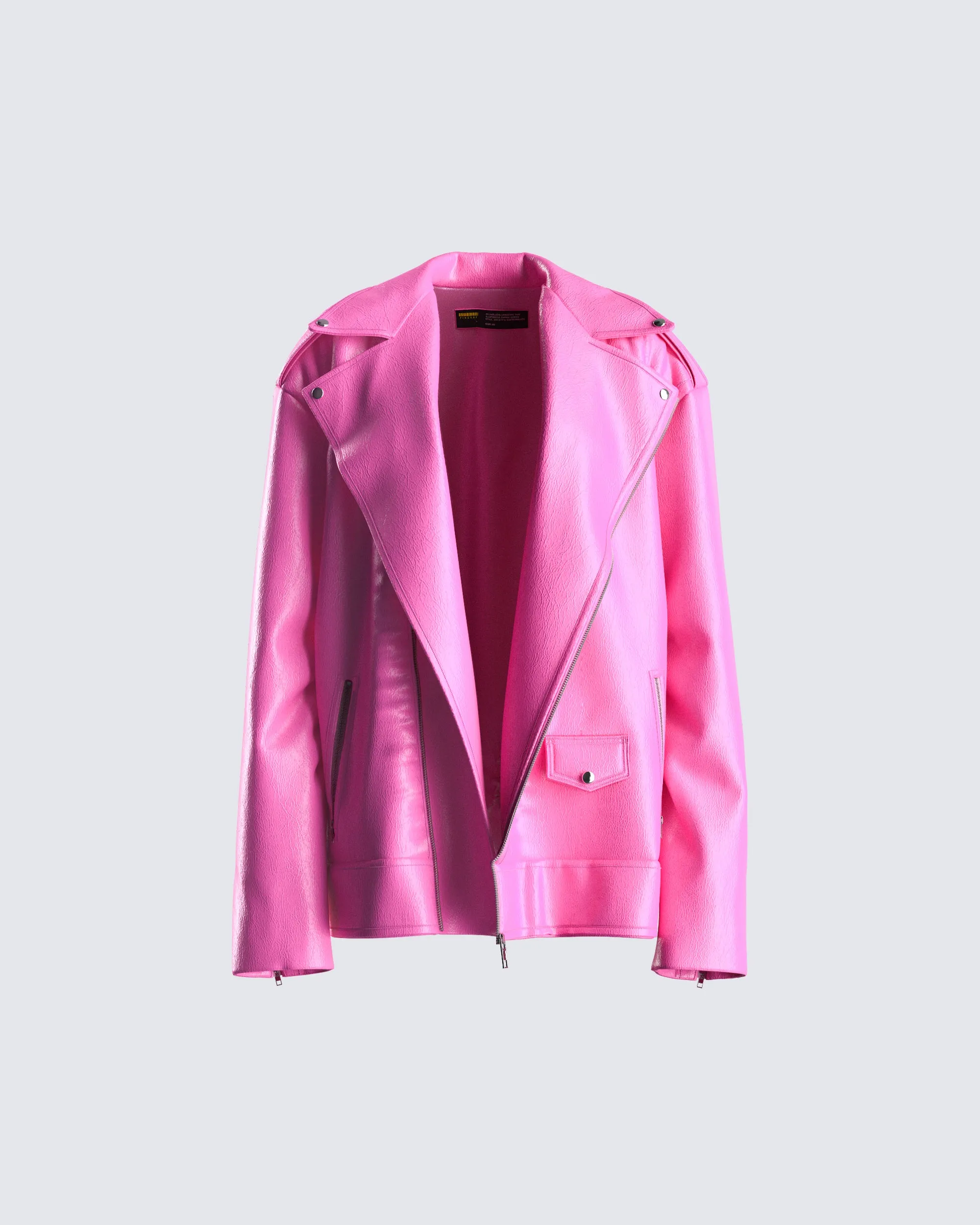 Ayse Pink Faux Leather Jacket sold by Finesse