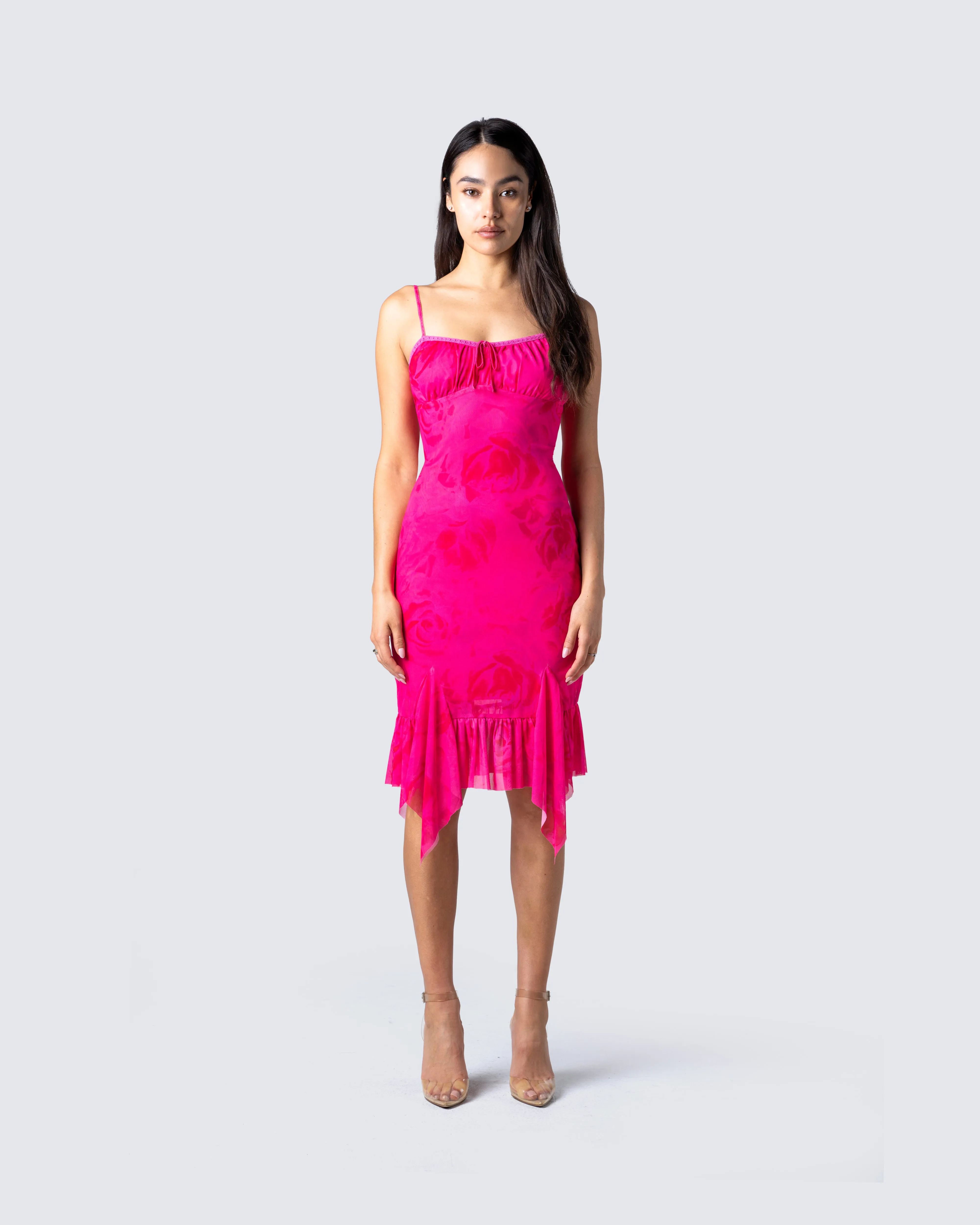 Micah Pink Flower Print Midi Dress sold by Finesse product image thumbnail 4