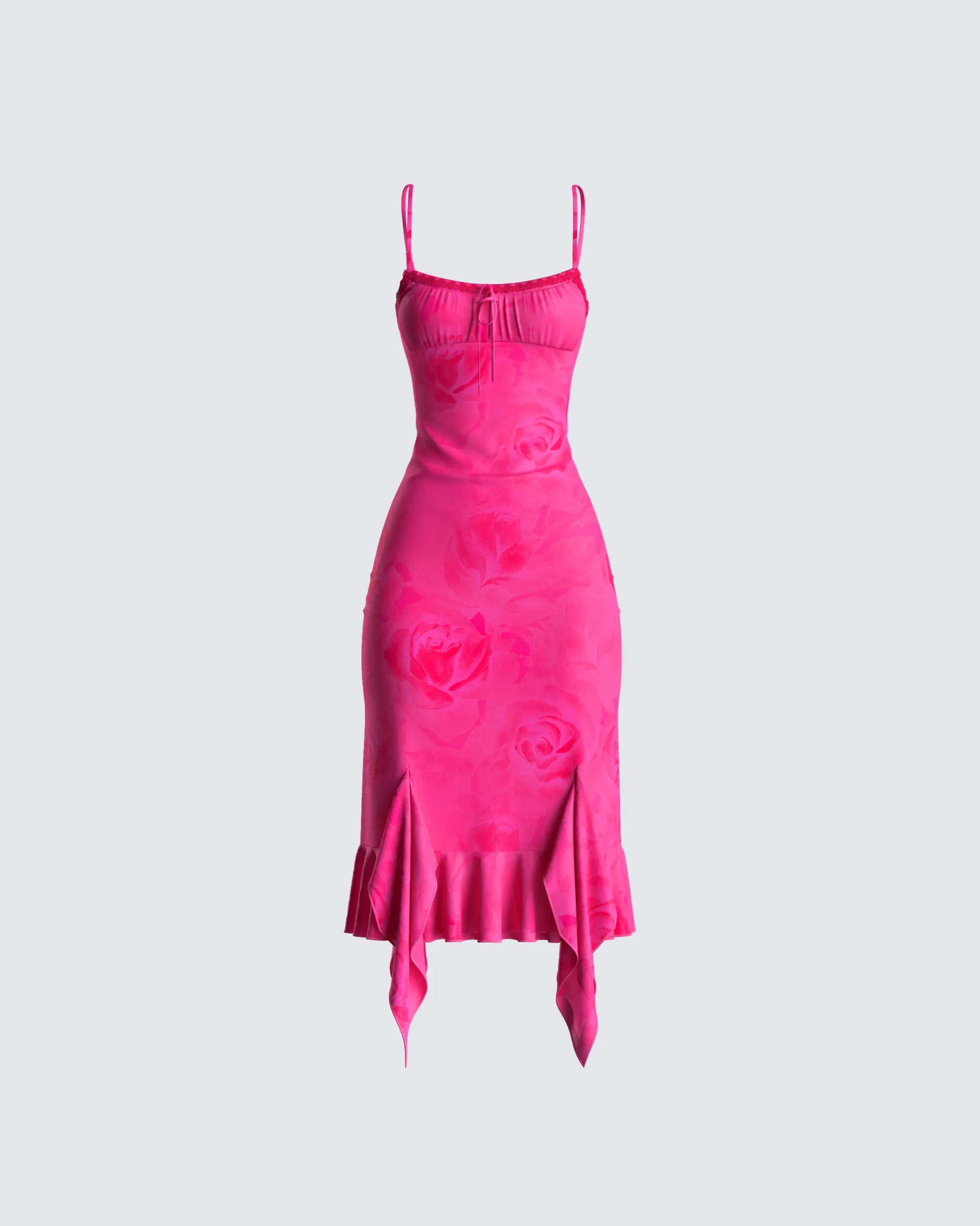 Micah Pink Flower Print Midi Dress sold by Finesse