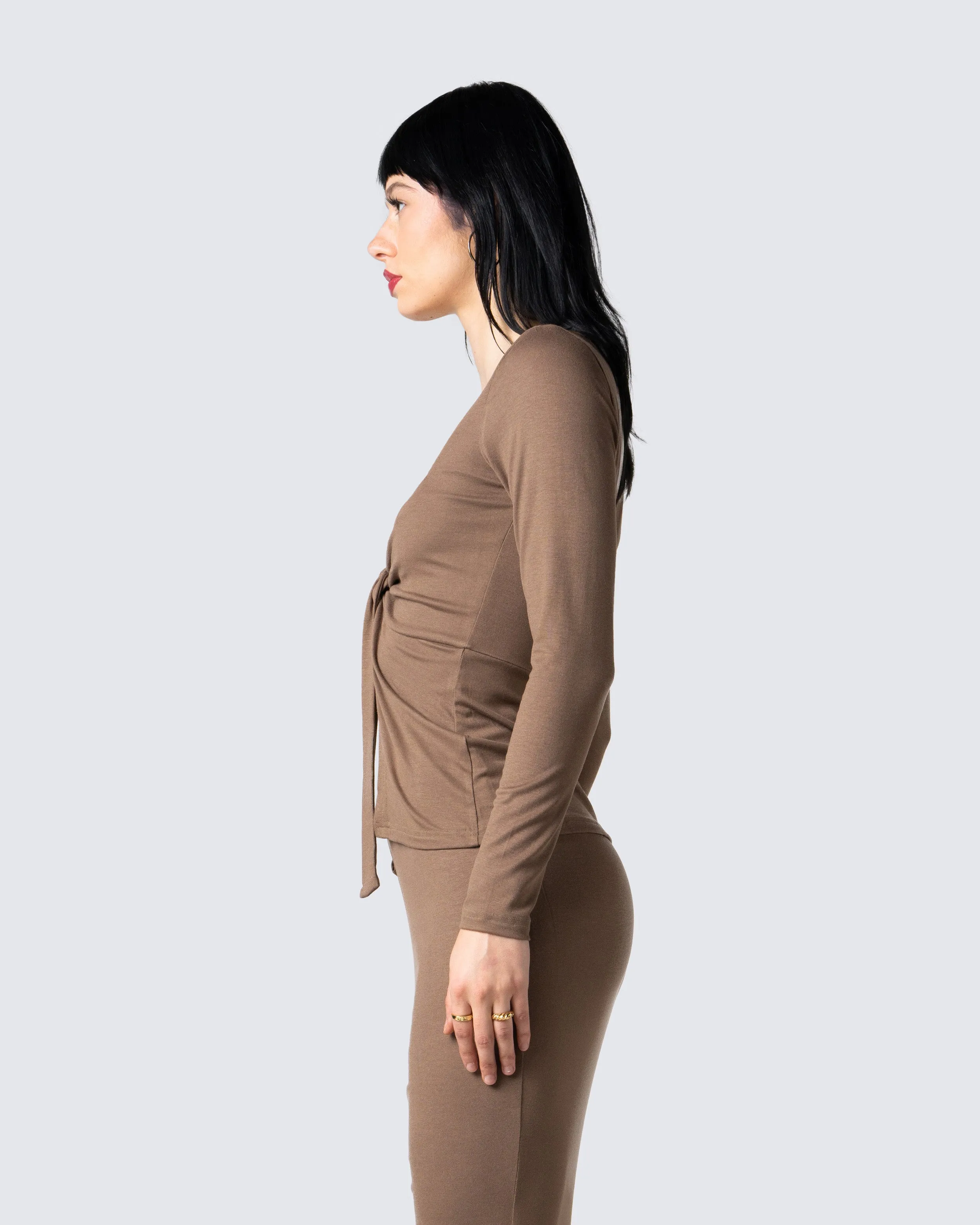 Abra Taupe Tie Front Top sold by Finesse product image thumbnail 5