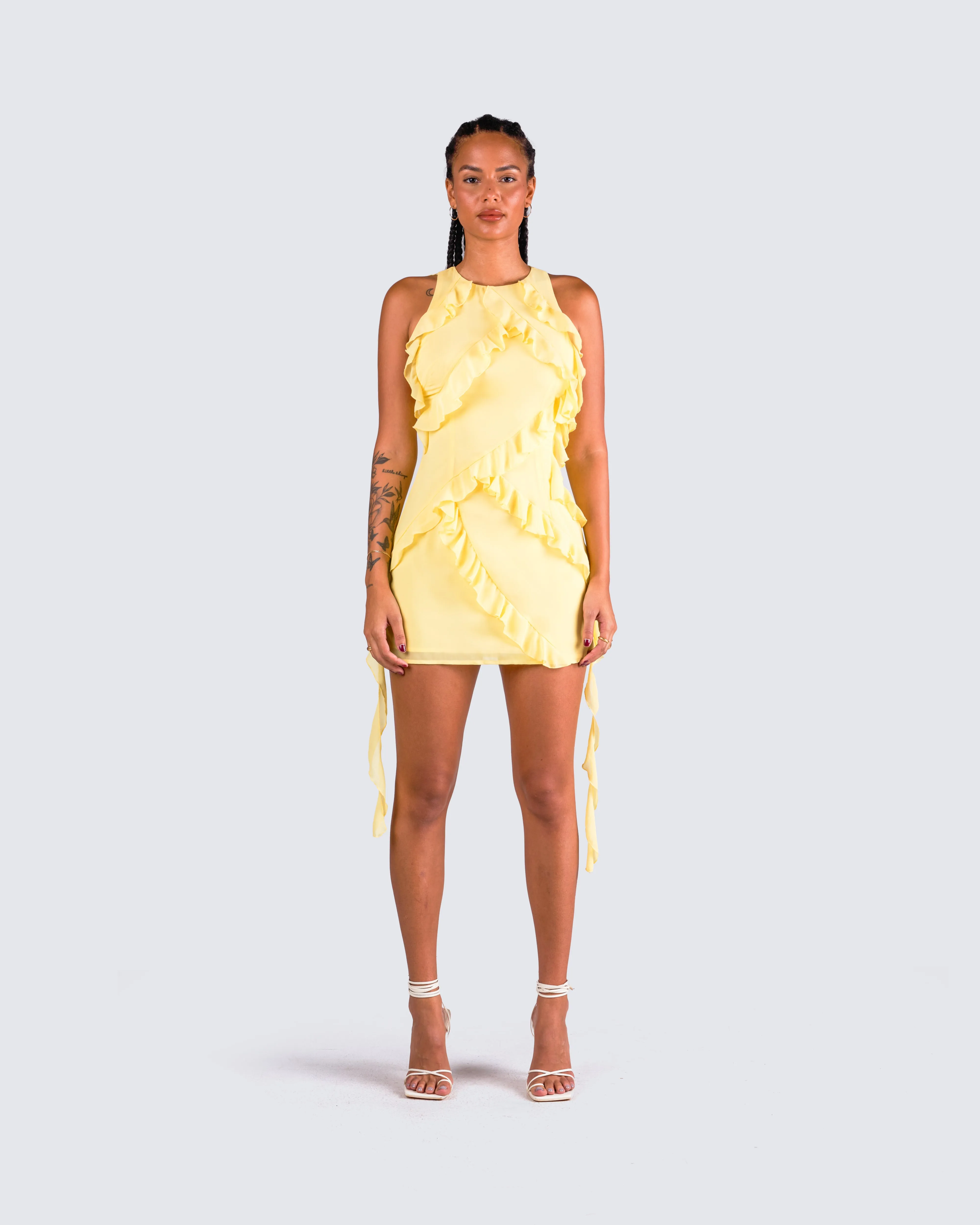 Gem Yellow Ruffle Mini Dress sold by Finesse product image thumbnail 4