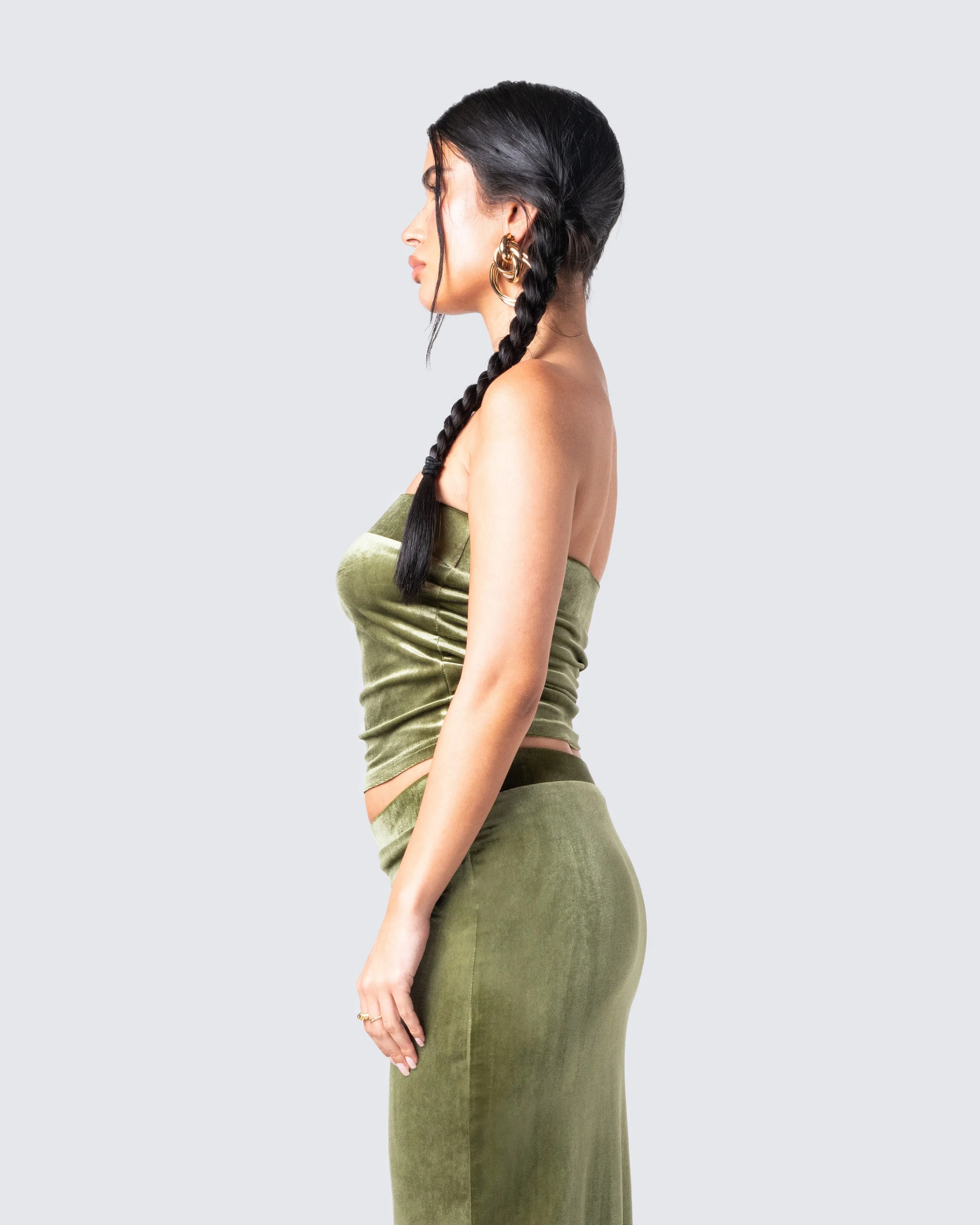 Ayla Olive Green Velvet Tube Top sold by Finesse product image thumbnail 5