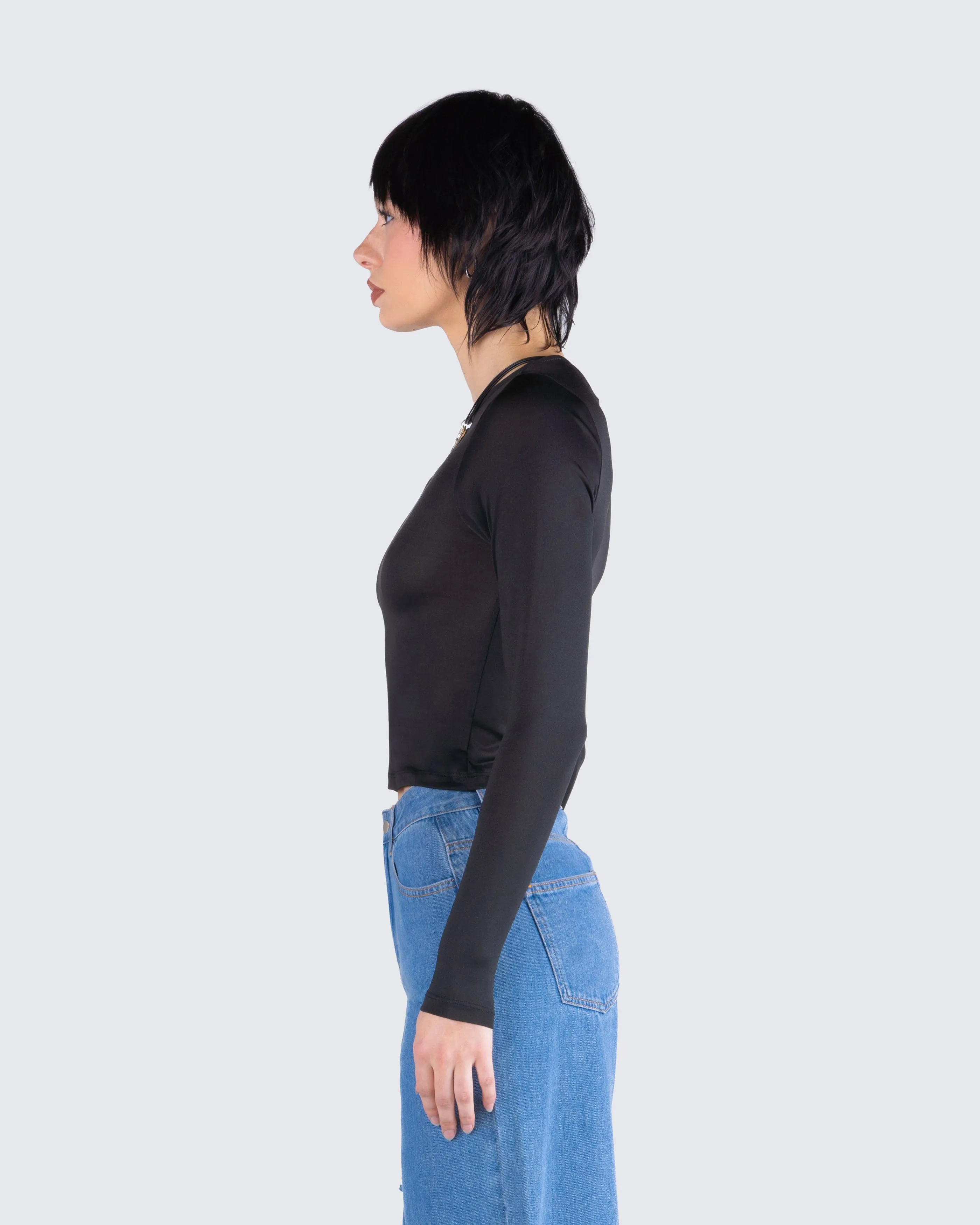 Vivi Black Jersey Long Sleeve Top sold by Finesse product image thumbnail 5