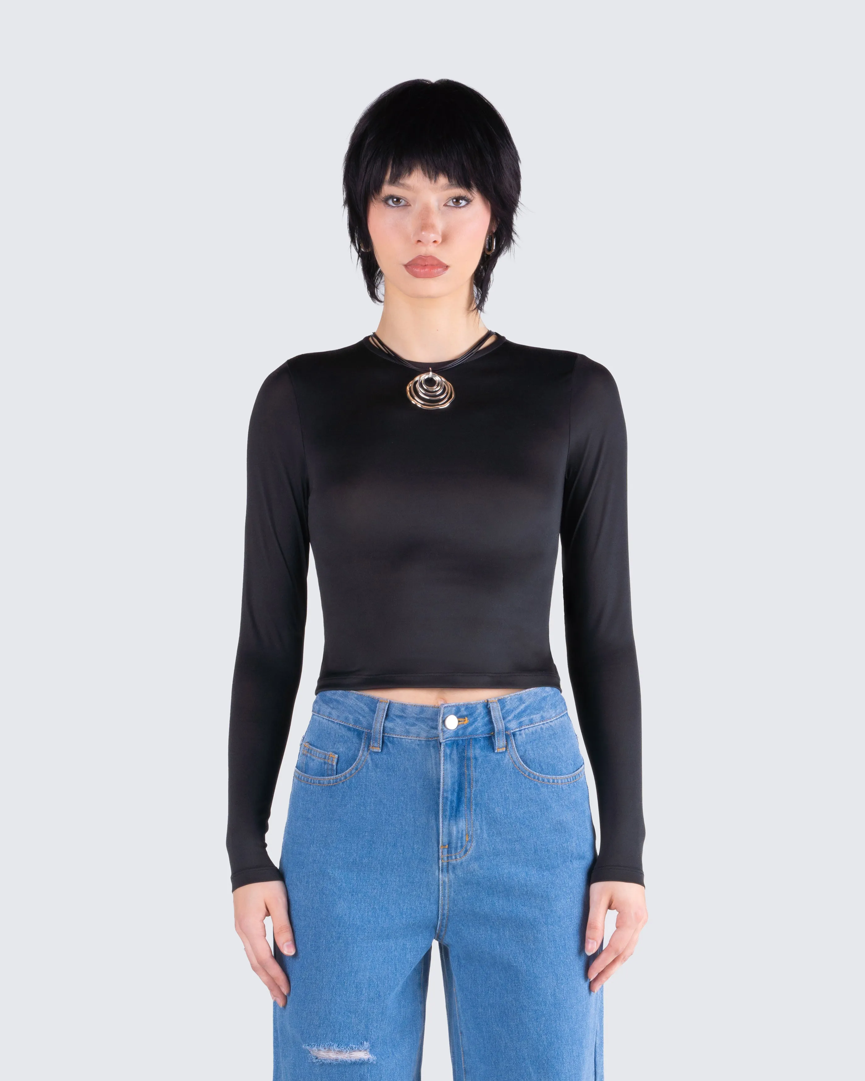 Vivi Black Jersey Long Sleeve Top sold by Finesse product image thumbnail 4