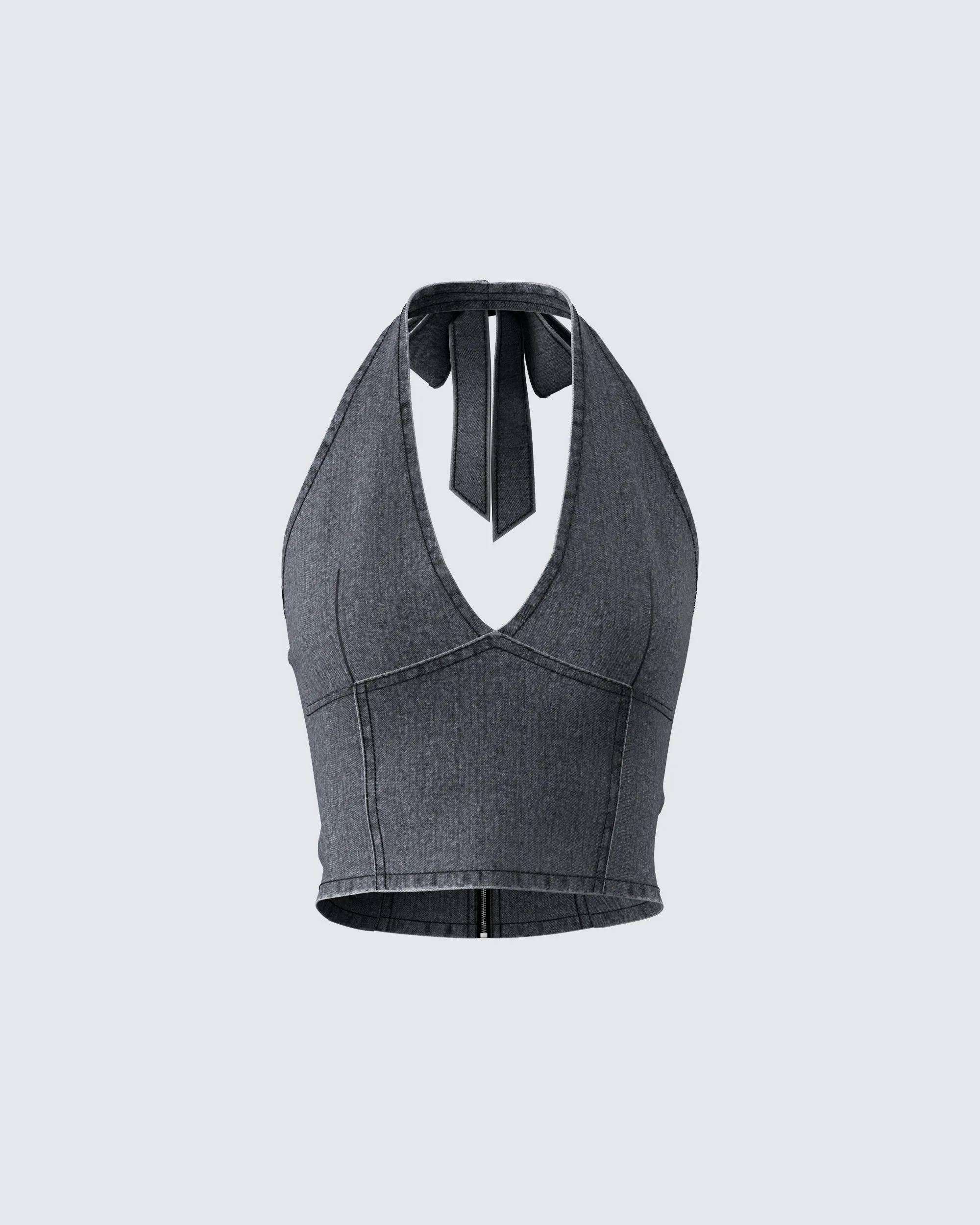Ismay Black Denim Halter Top sold by Finesse