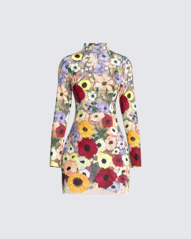 Flora Sunny Flower Mini Dress sold by Finesse
