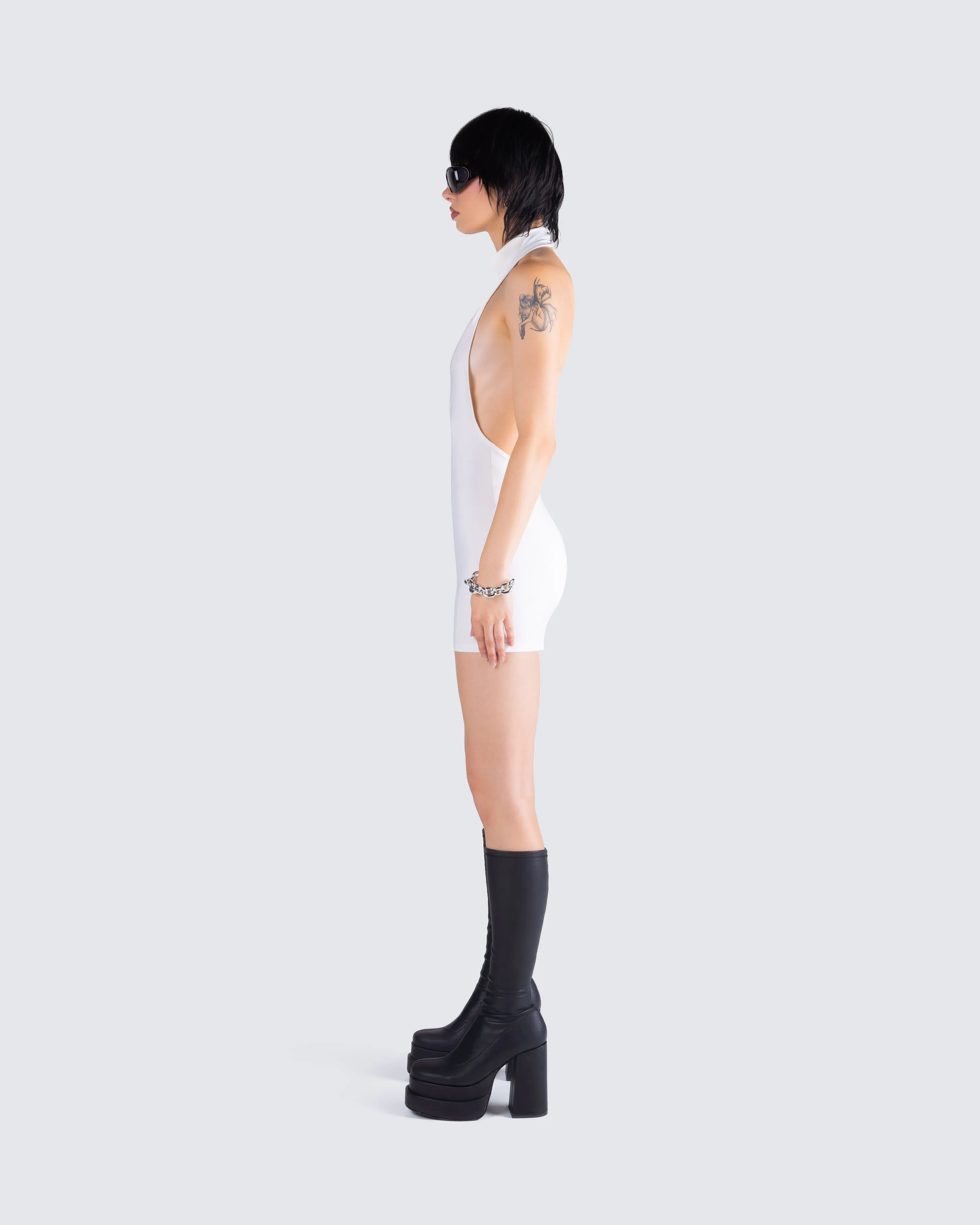 Brittany White Halter Mini Dress sold by Finesse product image thumbnail 5