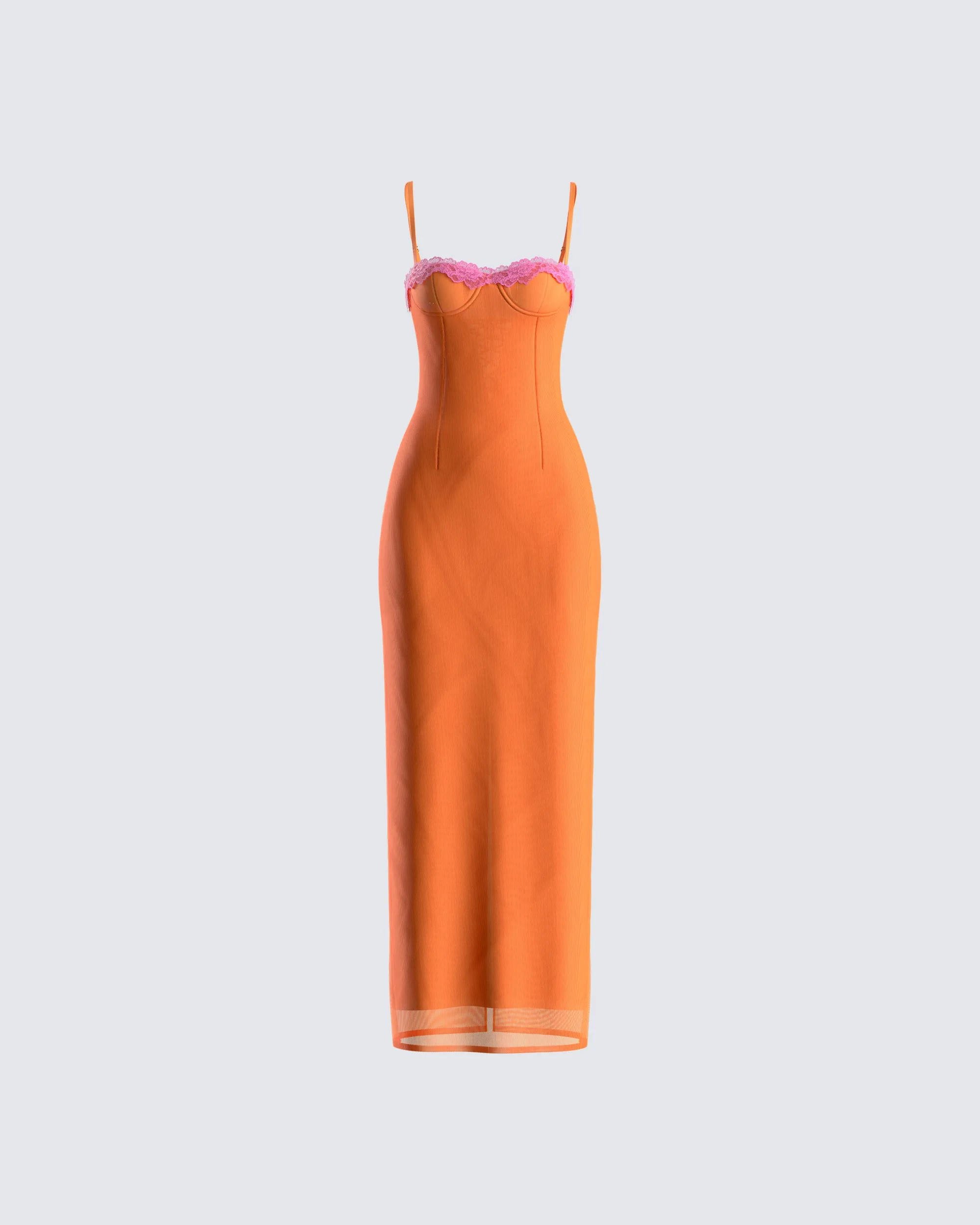 Ayesha Orange Mesh Maxi Dress sold by Finesse