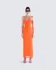 Ayesha Orange Mesh Maxi Dress sold by Finesse