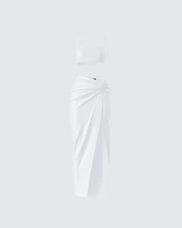Carly White Beaded Maxi Set sold by Finesse