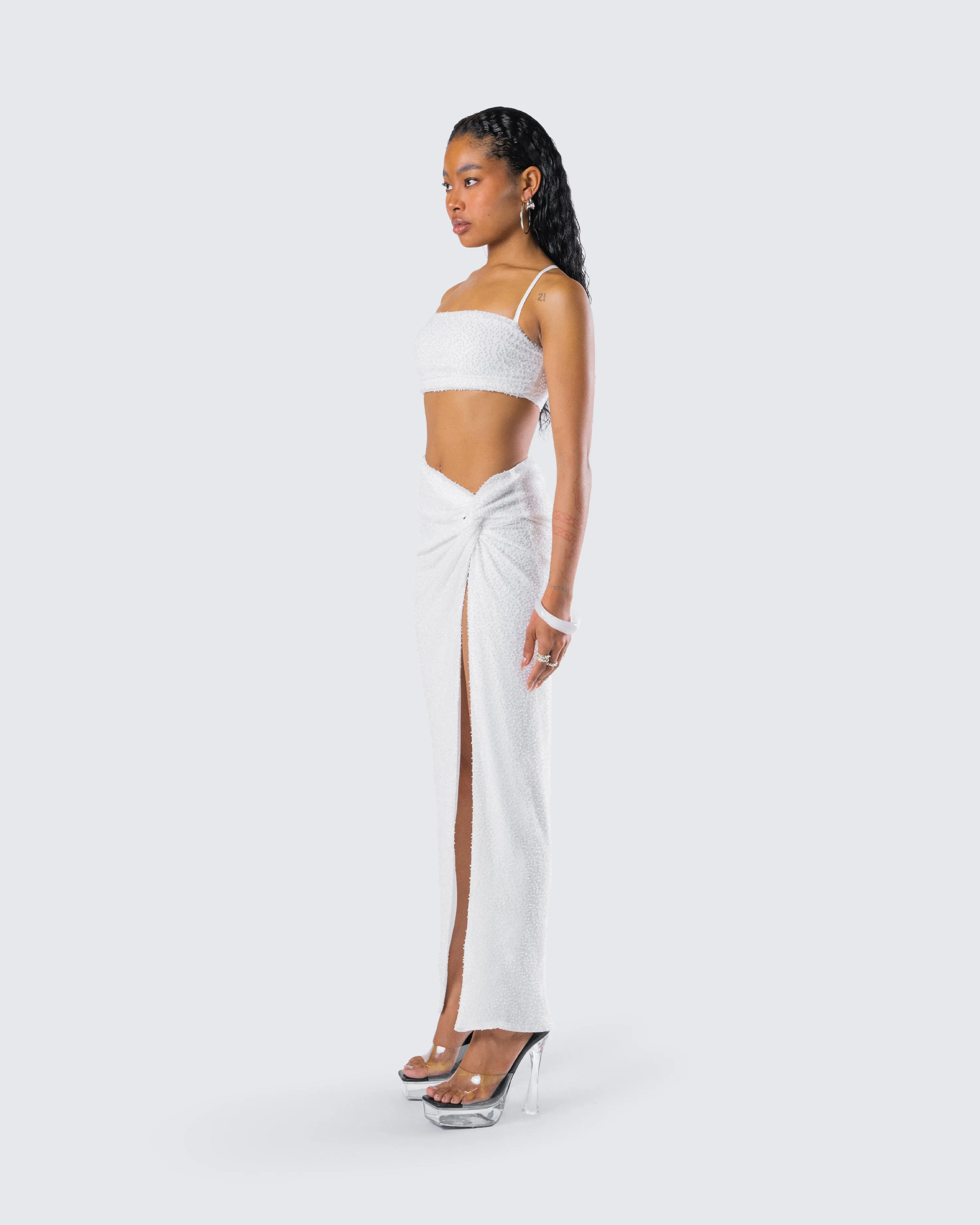 Carly White Beaded Maxi Set sold by Finesse product image thumbnail 5