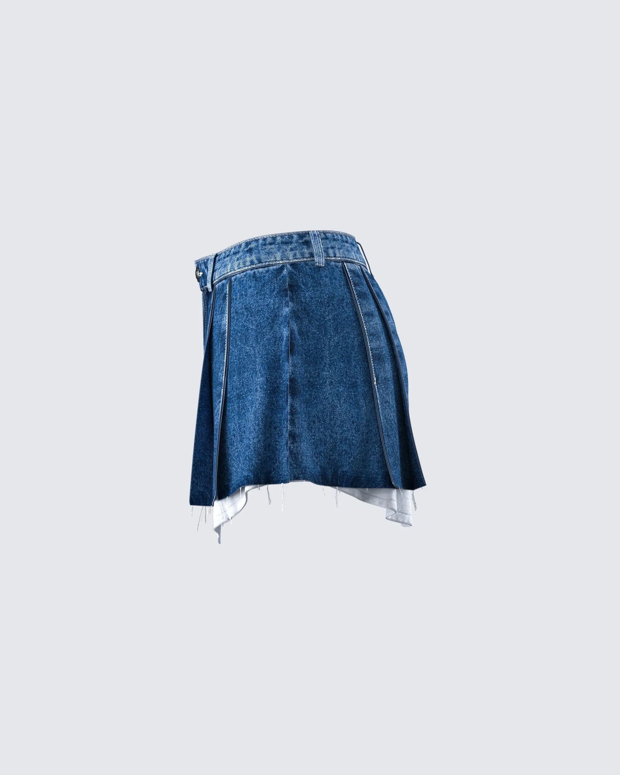 Robyn Pleated Denim Mini Skirt sold by Finesse product image thumbnail 2
