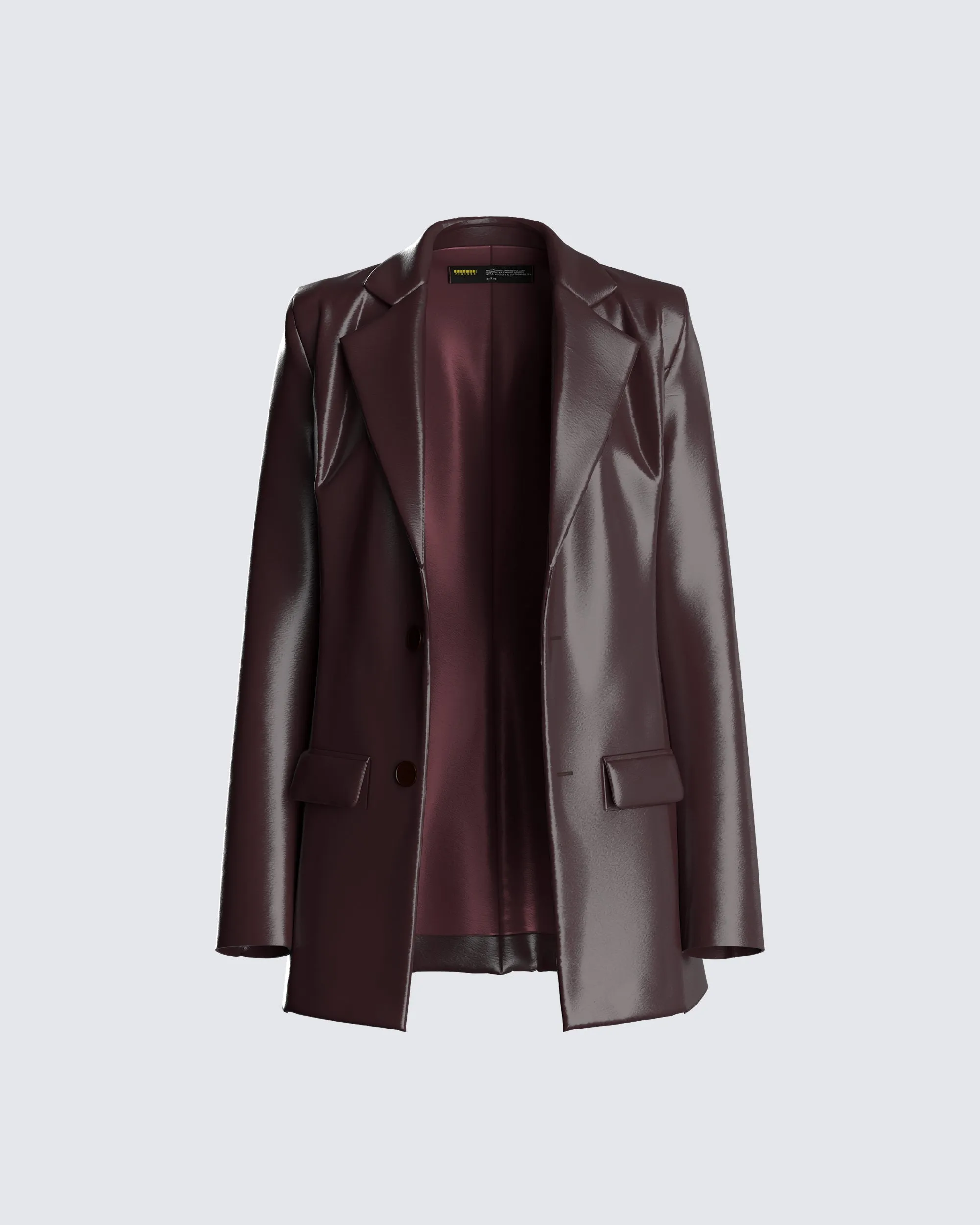 Thea Brown Vegan Leather Blazer sold by Finesse