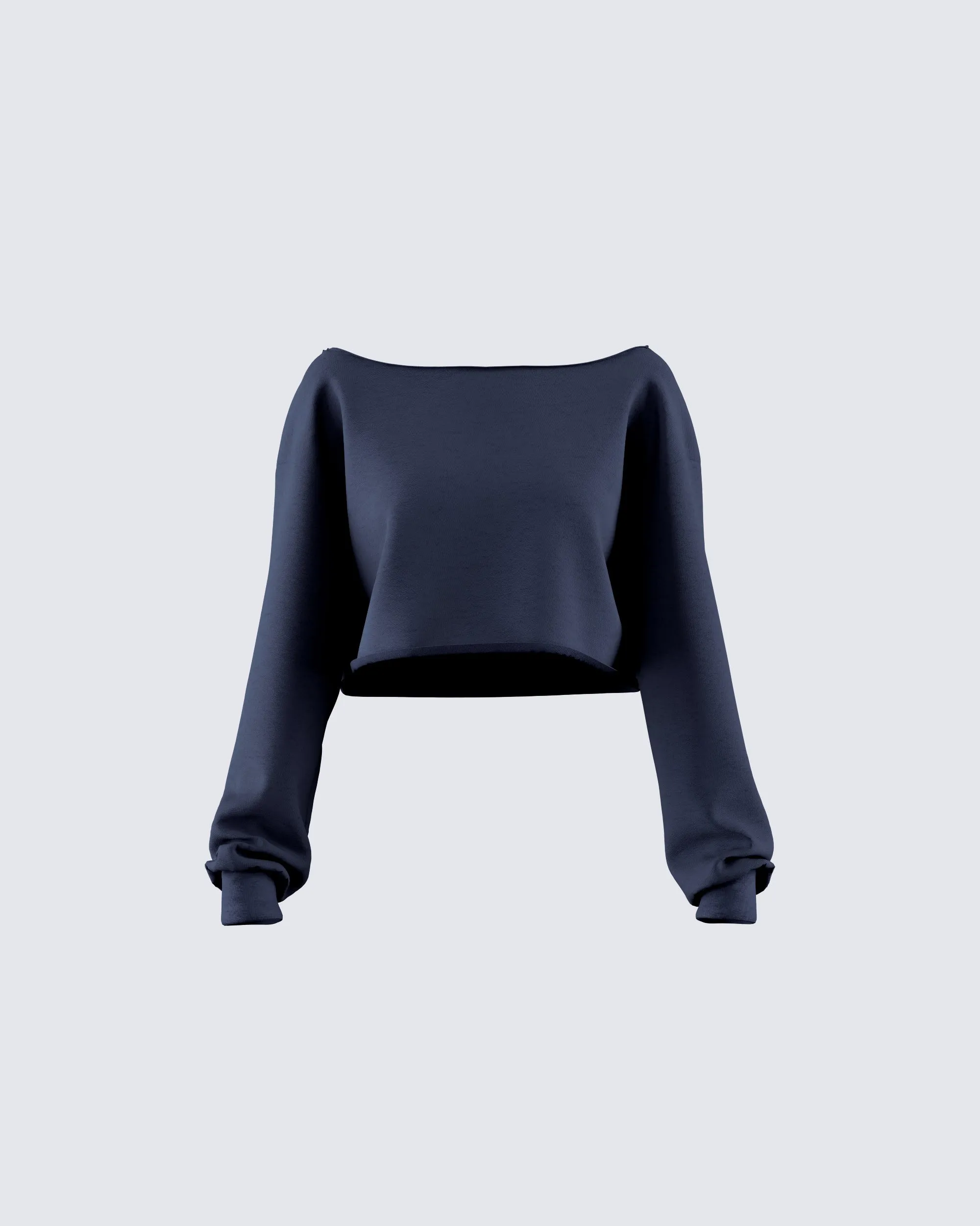 Cory Navy Long Sleeve Crop Top sold by Finesse