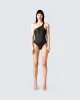 Samantha Black Pleated Bodysuit sold by Finesse