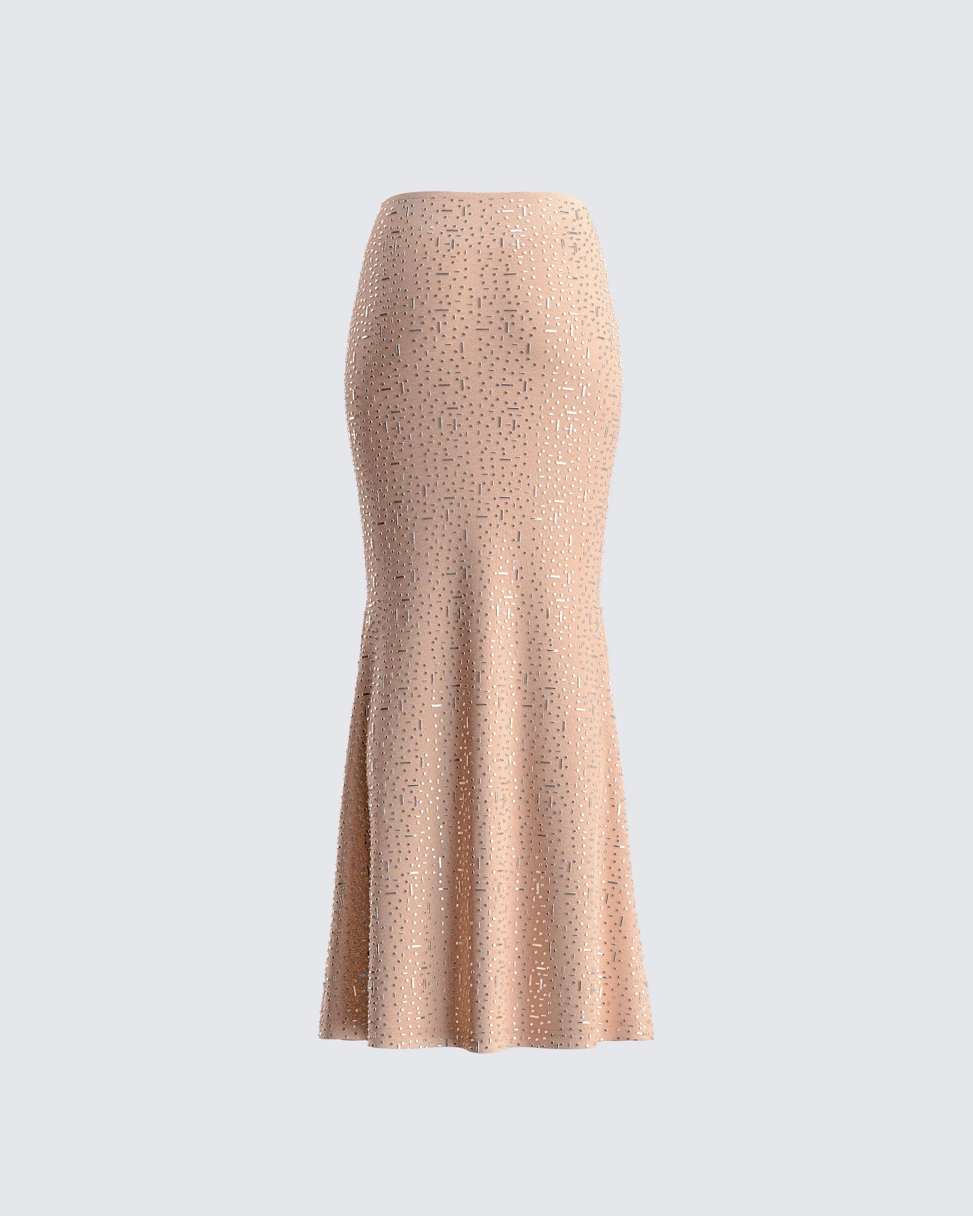 Maze Nude Rhinestone Maxi Skirt sold by Finesse product image thumbnail 3