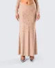 Maze Nude Rhinestone Maxi Skirt sold by Finesse