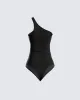 Samantha Black Pleated Bodysuit sold by Finesse
