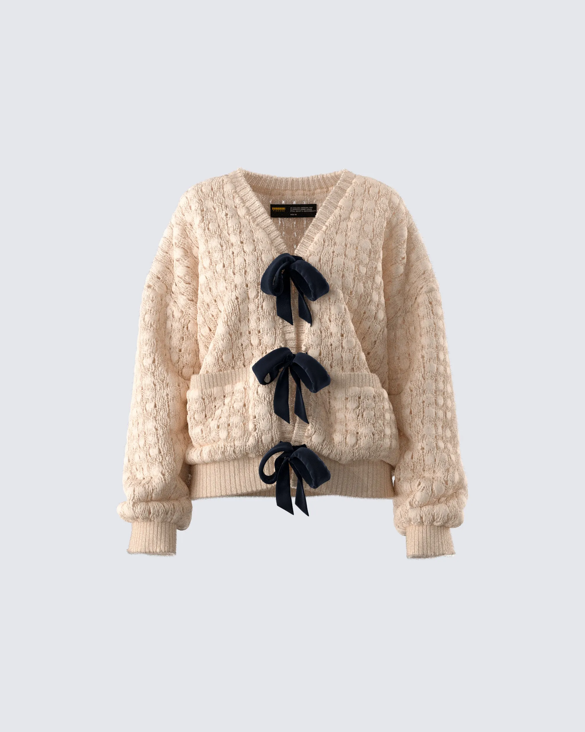 Andra Beige Bubble Knit Cardigan sold by Finesse