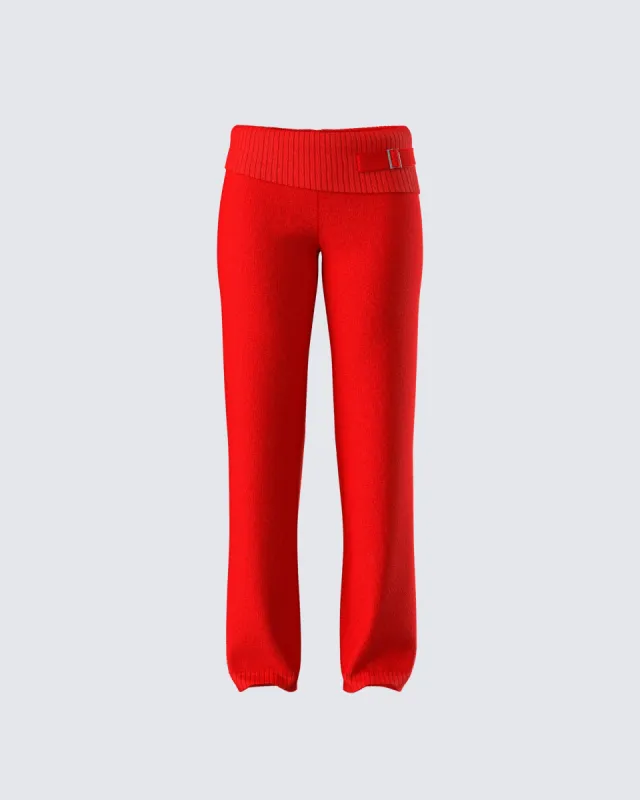 Alyssa Red Knit Pant sold by Finesse