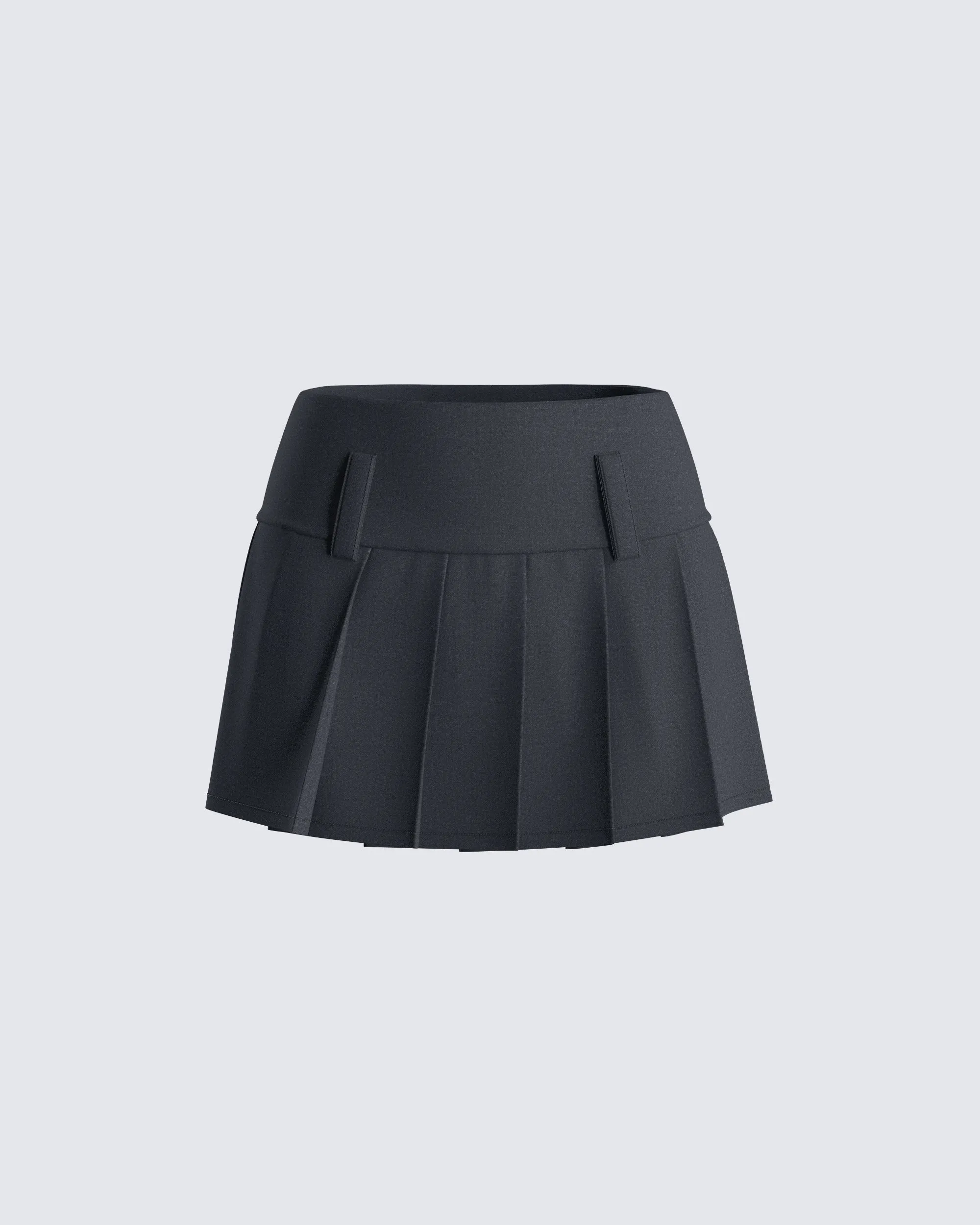 Deb Black Suiting Pleat Mini Skirt sold by Finesse