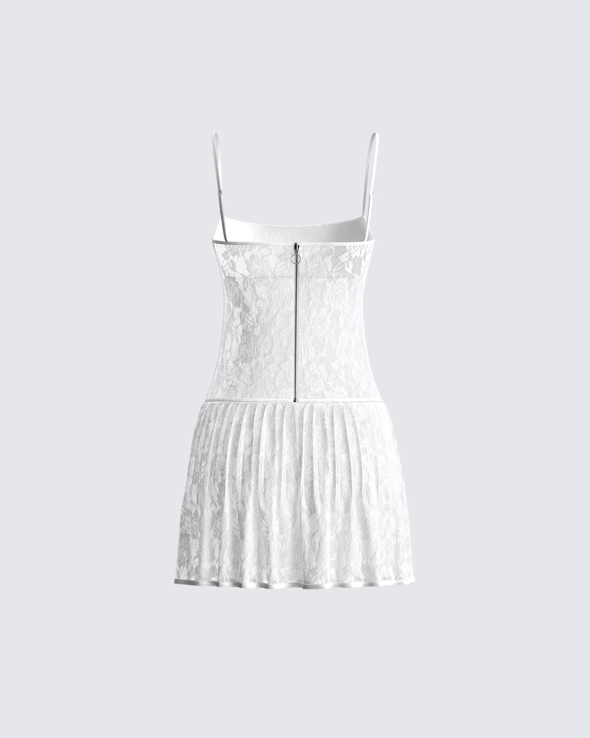 Zera White Lace Pleated Mini Dress sold by Finesse product image thumbnail 3