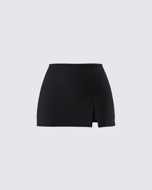 Gloria Black Crepe Mini Skort sold by Finesse