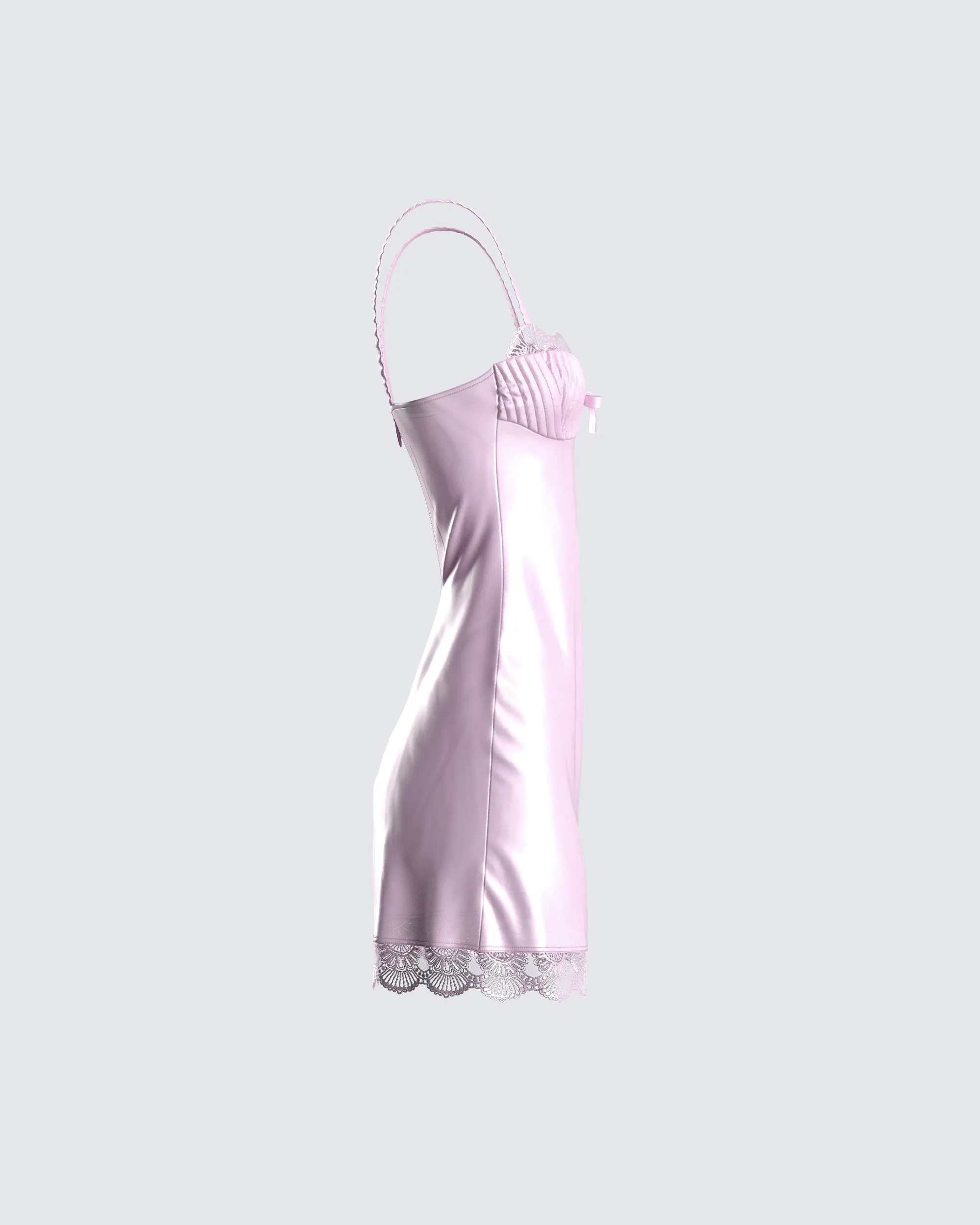Ren Pink Satin Lace Mini Dress sold by Finesse product image thumbnail 2