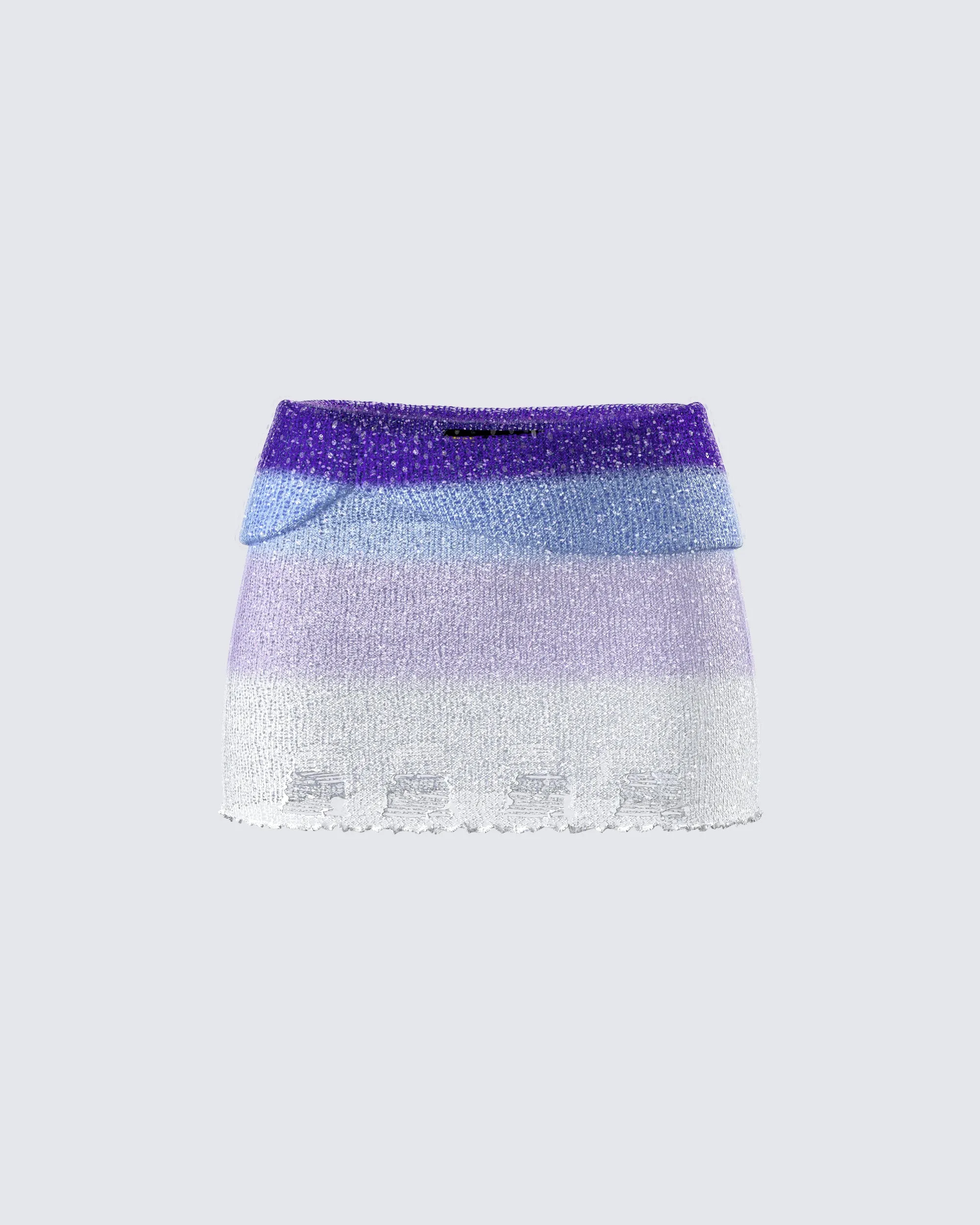 Vanessa Purple Sequin Knit Skirt sold by Finesse