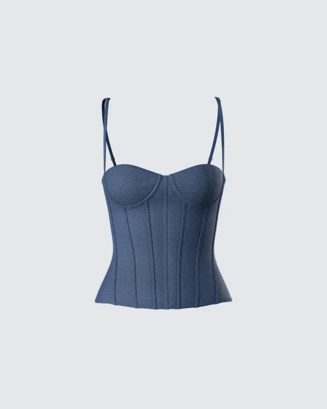 Shaelin Slate Mesh Corset Top sold by Finesse