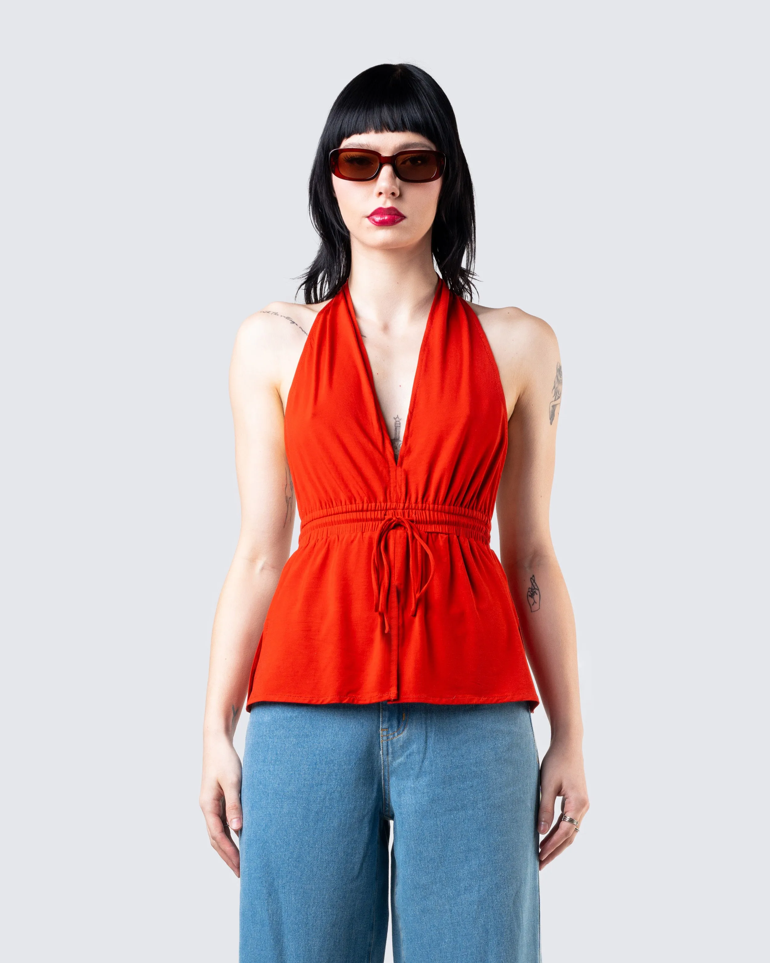 Miriam Red Knit Halter Top sold by Finesse product image thumbnail 4