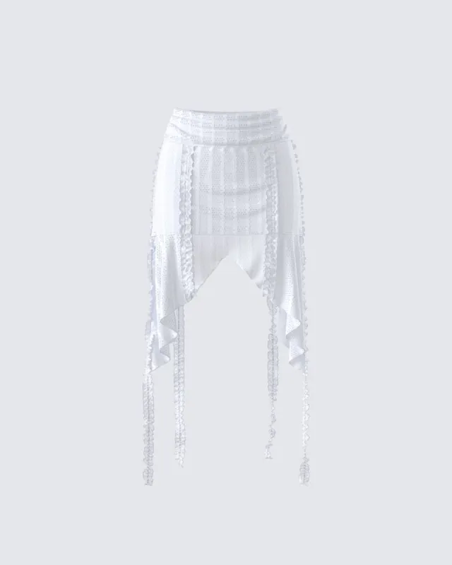 Landry White Ruffle Skirt sold by Finesse