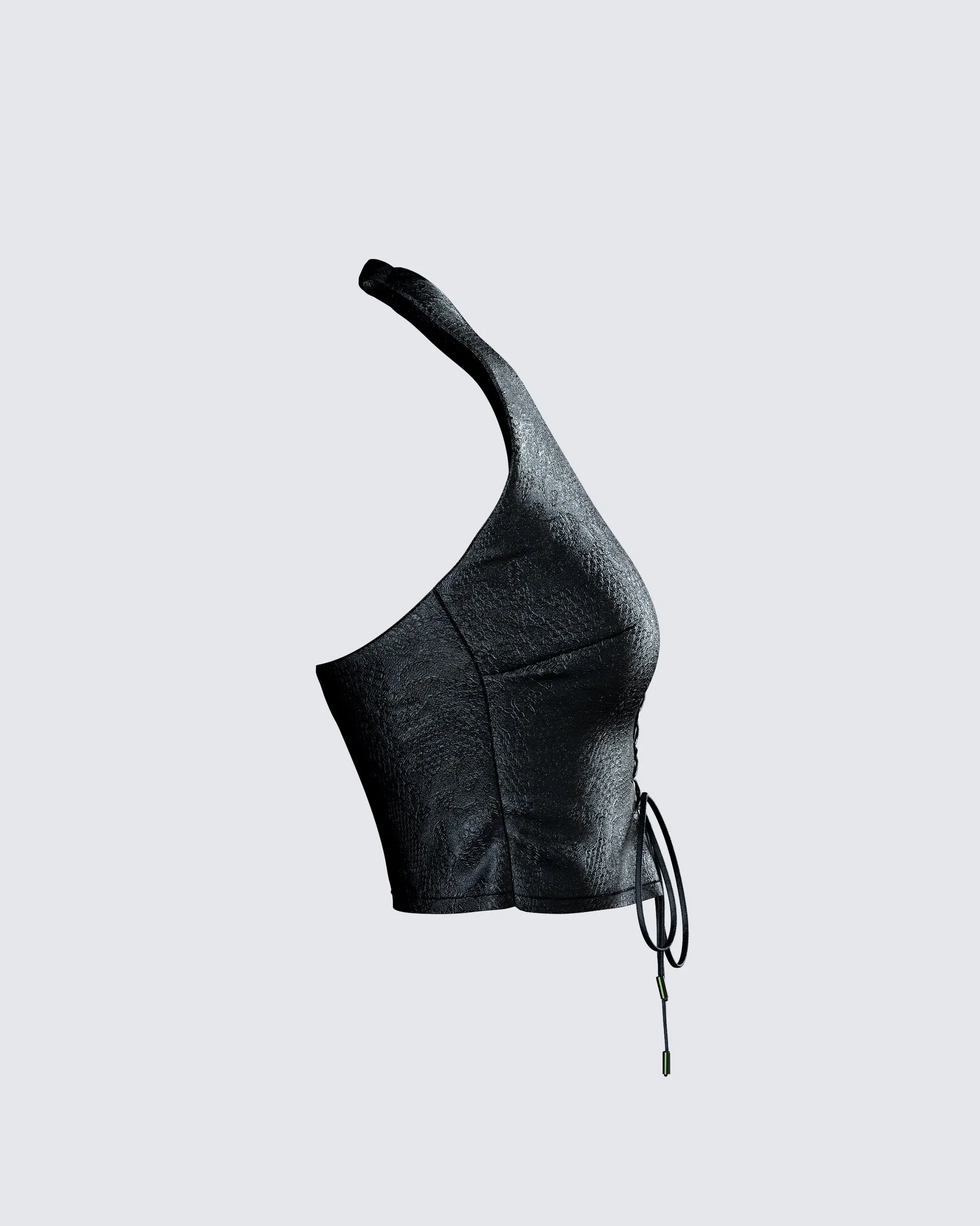 Selena Black Embossed Lace Up Top sold by Finesse product image thumbnail 2