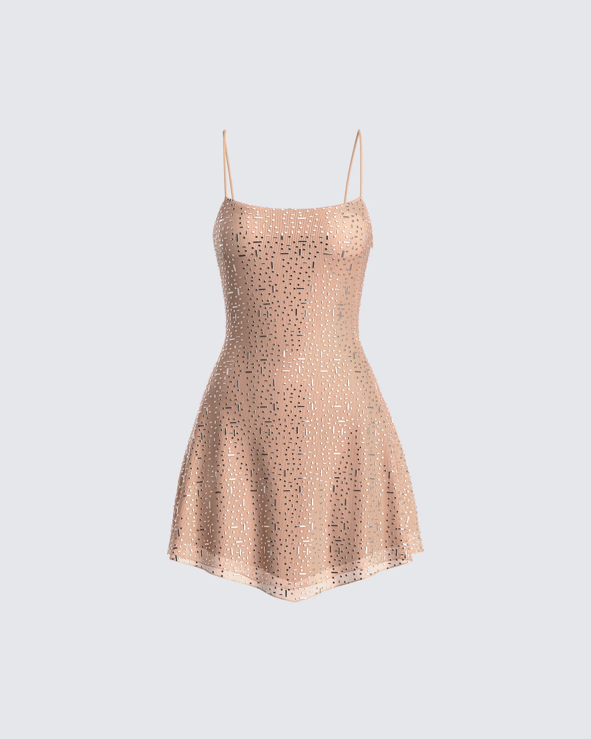 Daphne Nude Rhinestone Mini Dress sold by Finesse